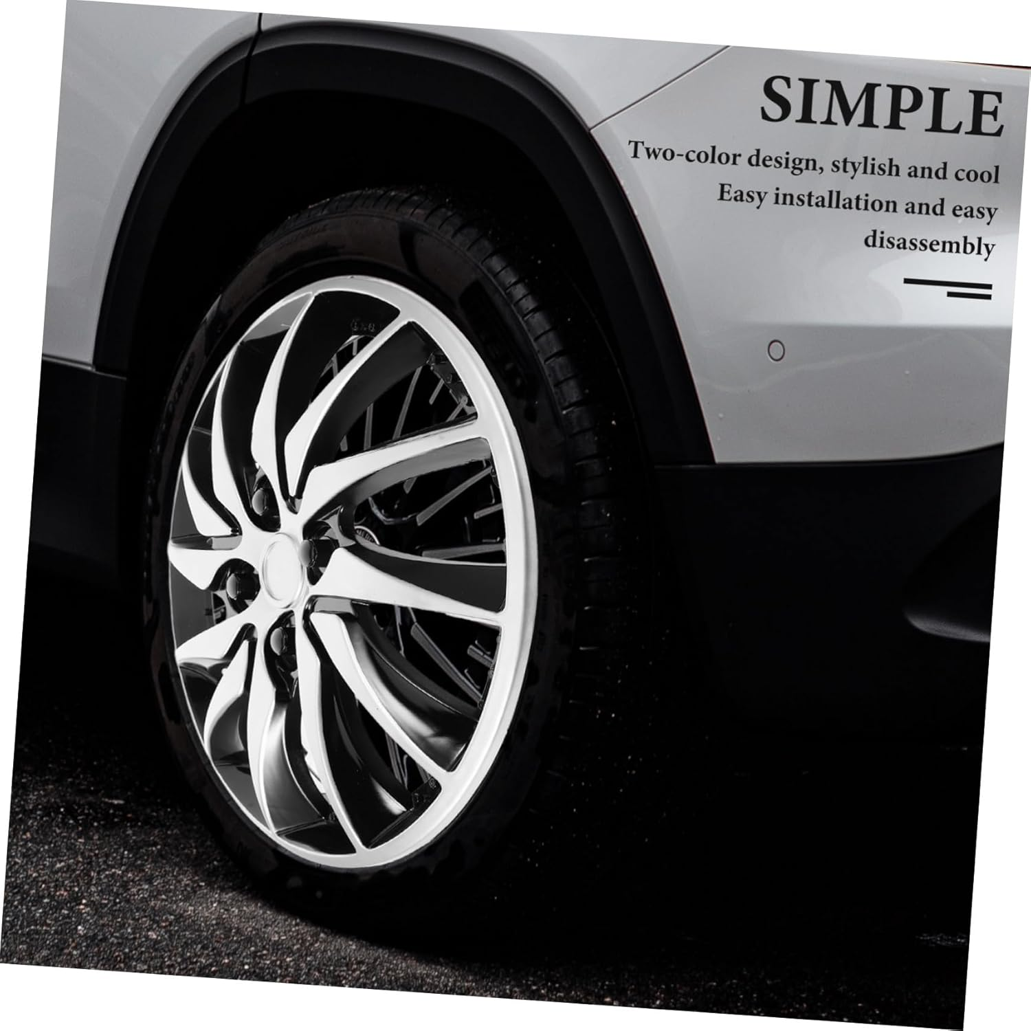 PLAFOPE Stylish Car Hubcap Set 14 Inch Wheel Rim Covers Automotive Decorative Hubcaps image number 3