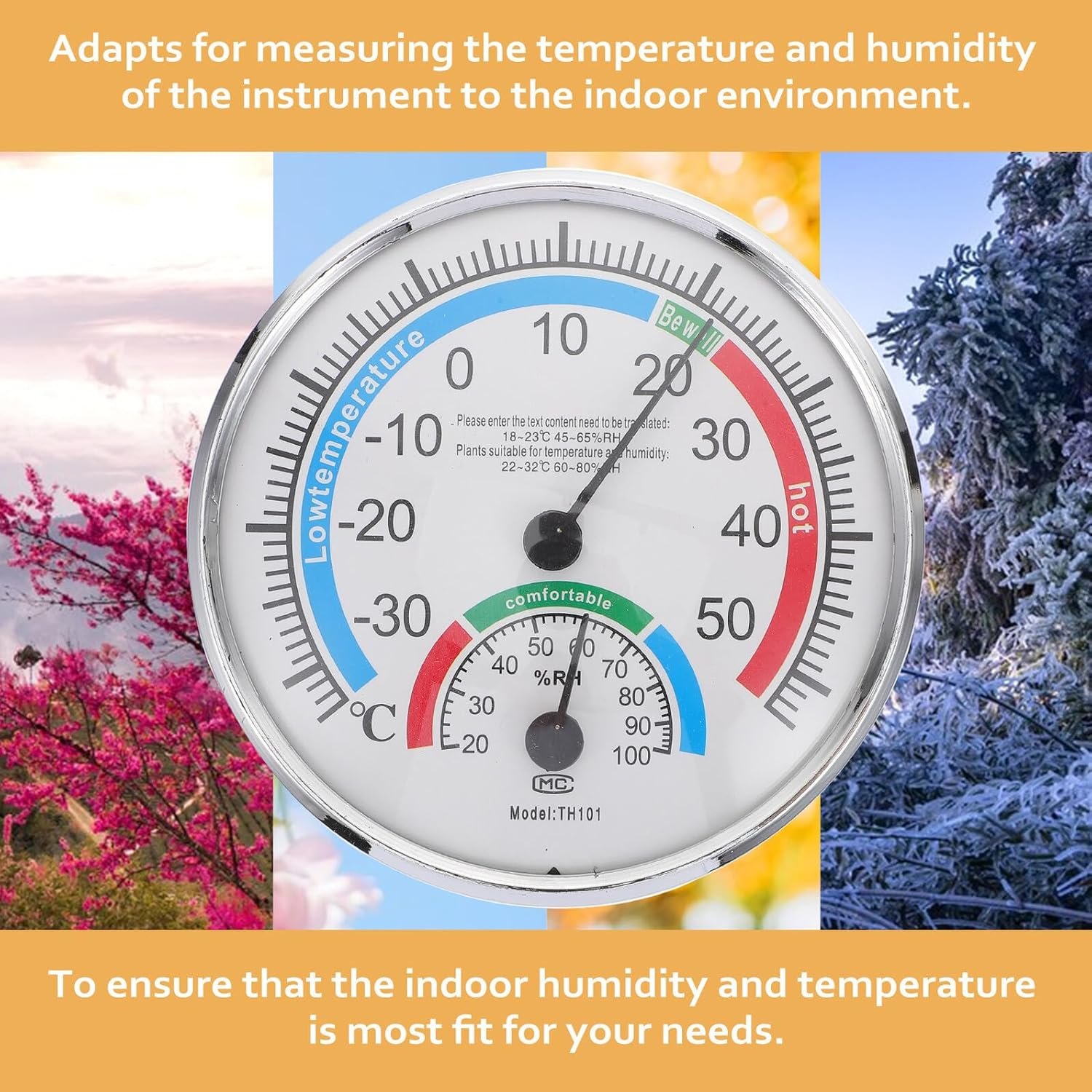 TEHAUX Professional Sauna Hygrothermograph High Precision Thermometer and Hygrometer for Indoor Outdoor Use Color-Coded Dial for Easy Reading for Sauna Patio Pool and Home Environment image number 6