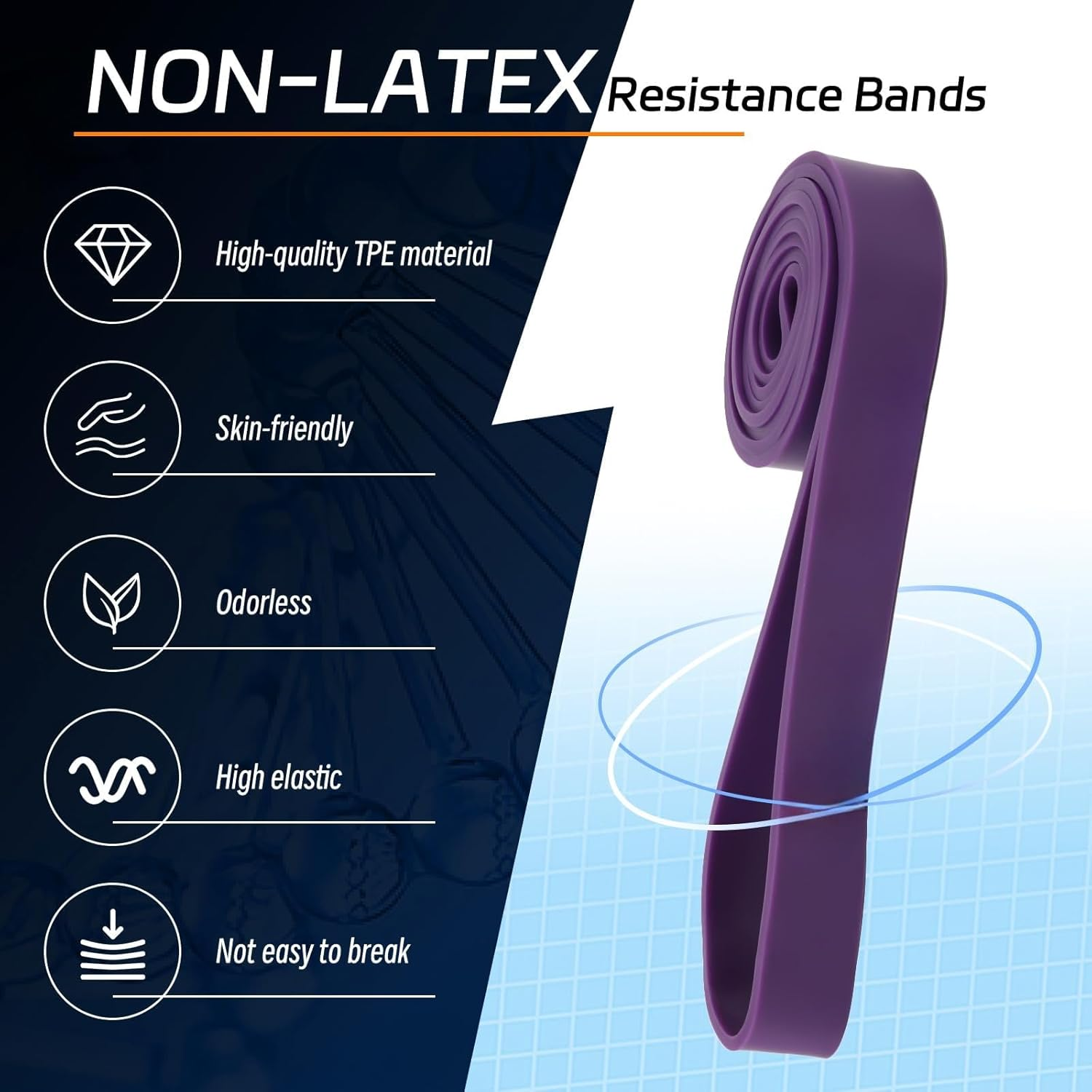 Resistance Bands, Pull up Assist Bands - Workout Eexercise Long Resistance Bands Set for Working Out, Fitness, Training, Physical Therapy for Men Women image number 4