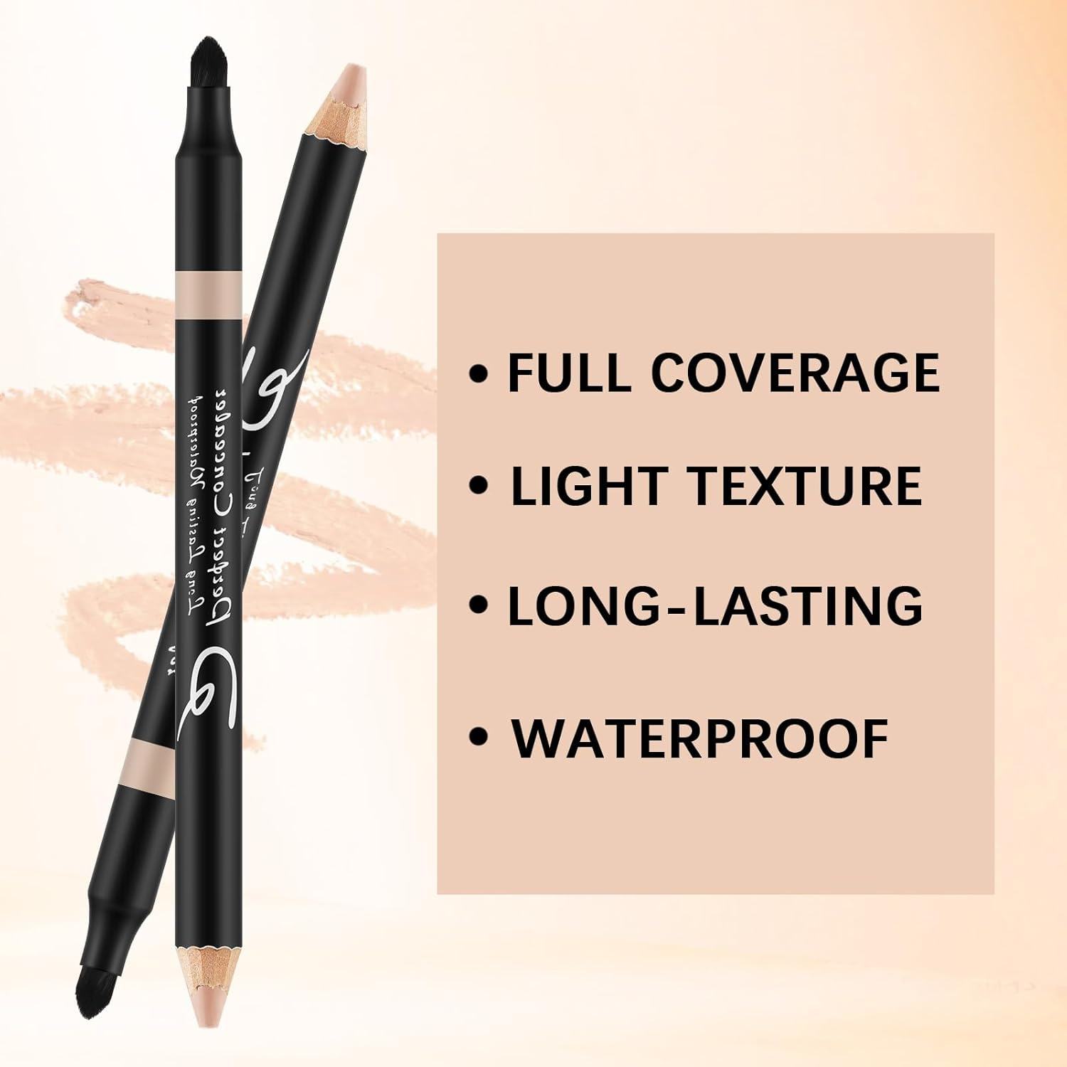 Apooliy 4Pcs Concealer Pencil with Sponge,Full Coverage,Waterproof under Eye Concealer Stick for Dark Circles,Blemishes,Aging Spots,Acne,Freckles -  002 image number 5