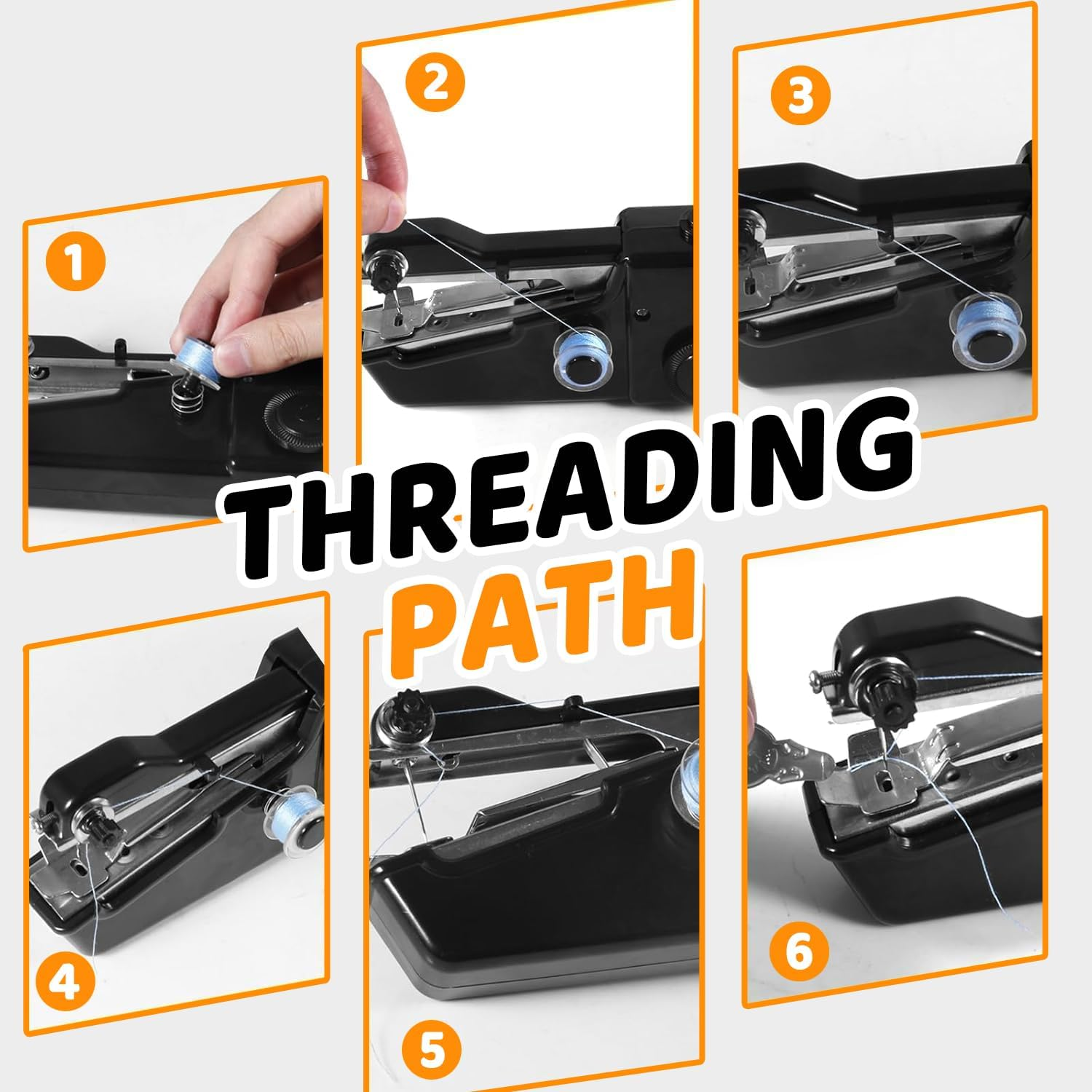 Handheld Sewing Machine for Beginners, Portable Mini Sewing Machine with Two Powered Supply Modes,Simple Operation, Quick Stitching for Home & Travel & DIY - Black image number 2