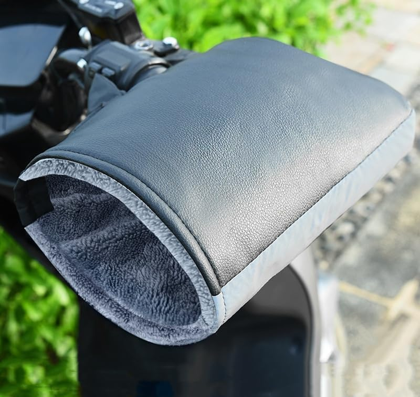7JI Motorcycle Handlebar Mittens Muffs, Bike Handlebar Mitts Waterproof and Windproof Motorcycle Gloves Winter with Reflective Tape, Thickened Winter Gloves for Men and Women image number 1