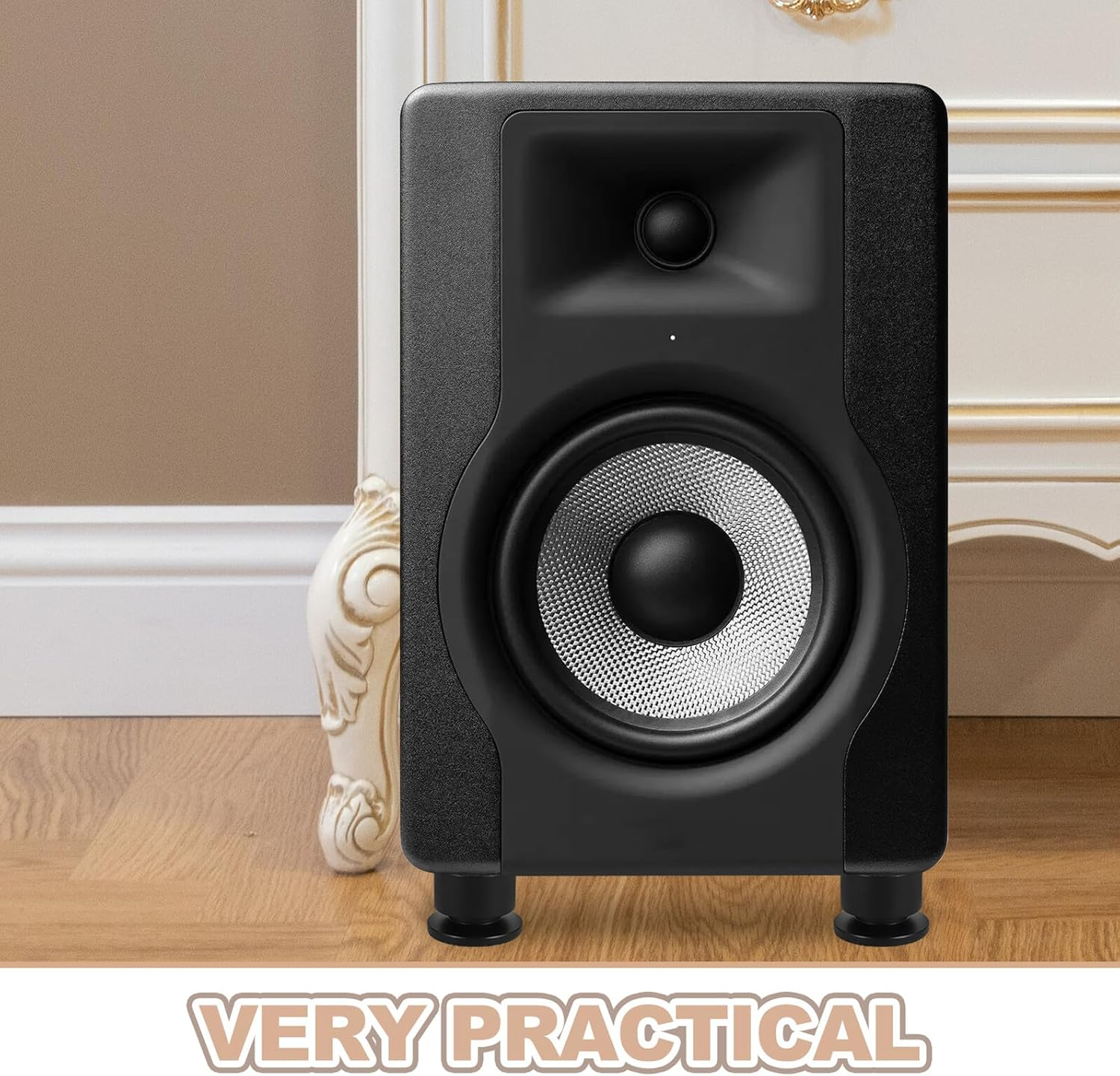 Jojofuny 4Pcs Hifi Speaker Isolation Pads Black Audio Speaker Spike Feet anti Vibration Sound Isolator Pads for Home Audio Systems Turntable CD Player image number 5