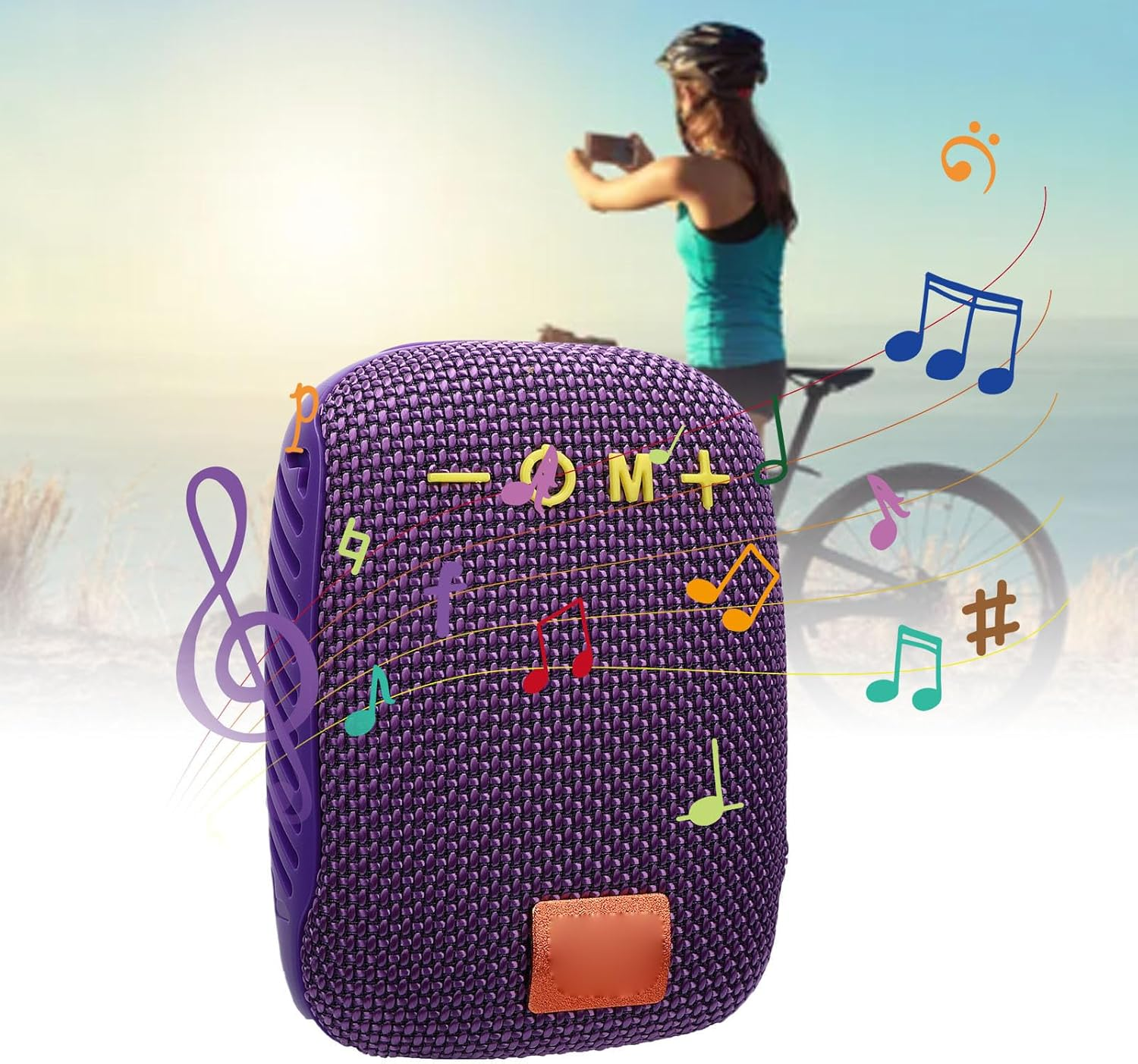 GOWENIC Portable Bluetooth Speaker for Bike, IPX5 Waterproof Bike Speaker with FM Radio, TWS Pairing, for Cycling Hiking Camping (Purple) image number 2