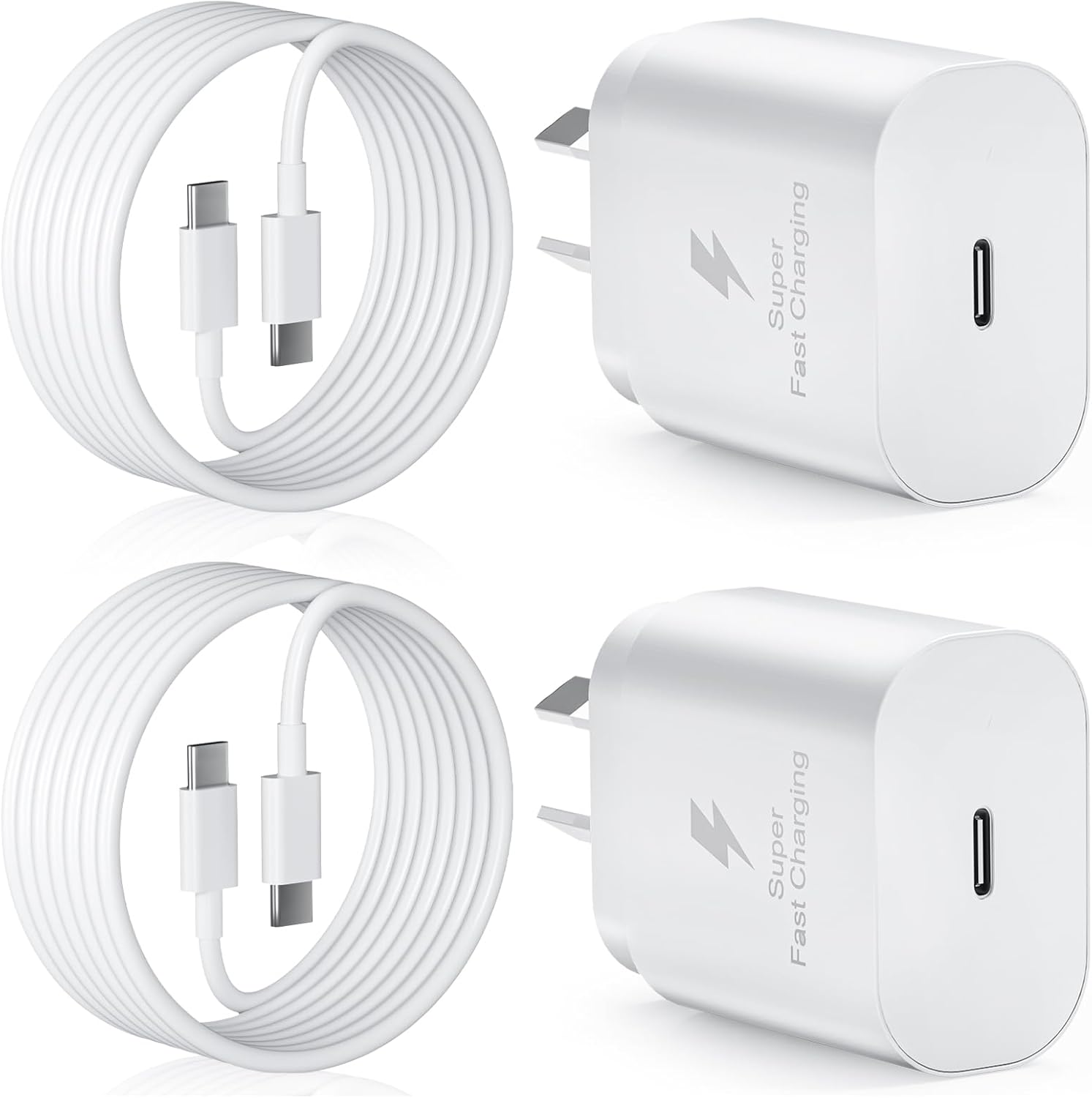 Super Fast Charger 2Pack - 25W USB C Wall Charger for Samsung with USB-C to C Cable, Type C Wall Adapter Compatible with Samsung Galaxy S25 Ultra//S25+/S24+/S24/S23/S22/S21, Galaxy S10/A54 image number 4