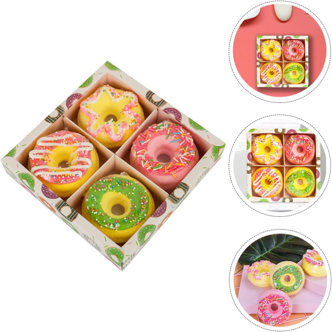 TOVINANNA Doughnut Shape Set 4Pcs 100G Moisturizing Sea Salt Balls Spa Relaxation for Boys and Girls and Adults Assorted Styles Random Style image number 3