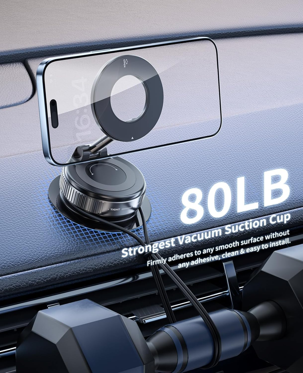 Vacuum Magnetic Phone Holder for Car,Suction Cup Phone Mount[Mag Safe],Foldable Vacuum Magnetic Phones Stand,Magsafe Car Mount for All Smartphones & All Vehicle & Gym/Bathroom Mirror image number 6