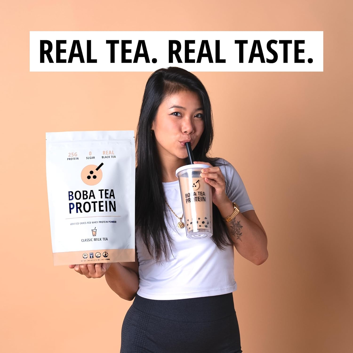 Boba Tea Protein Classic Milk Tea | 25G Grass-Fed Whey Protein Isolate Powder | Gluten-Free & Soy-Free Bubble Tea Protein Drink | Real Ingredients & Lactose-Free Protein Drink | 25 Servings image number 5