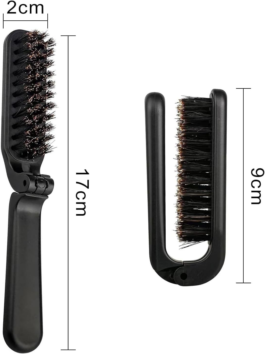 Foldable Boar Bristle Brush Collapsible Anti-Static Brush for Men and Women image number 4