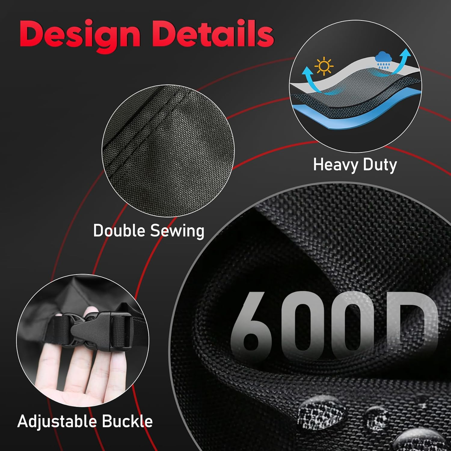 Zettum Patio Chair Cover - 600D Outdoor Chair Cover Waterproof & Heavy Duty, Lawn Lounge Deep Seat Furniture Cover for Swivel Chair, Wicker Chair, Rocking Chair, Single Sofa Chair - 32 X 38 X 31 Inch image number 5