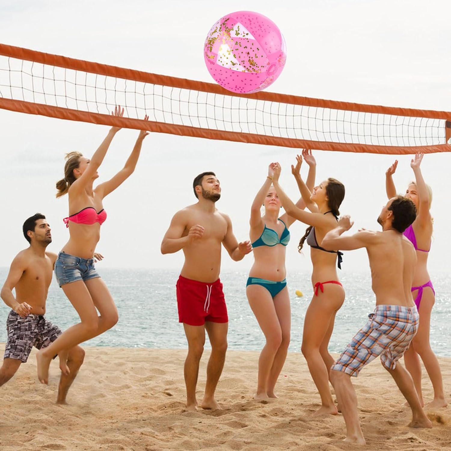 Large Inflatable Water Ball, 20 Inch Glitter Inflatable Ball, Children'S Water Balls, Inflatable Glitter Water Balls, for Summer Outdoor Activities, Water Games, Swimming Pool, Beach Party (Gold Dust)