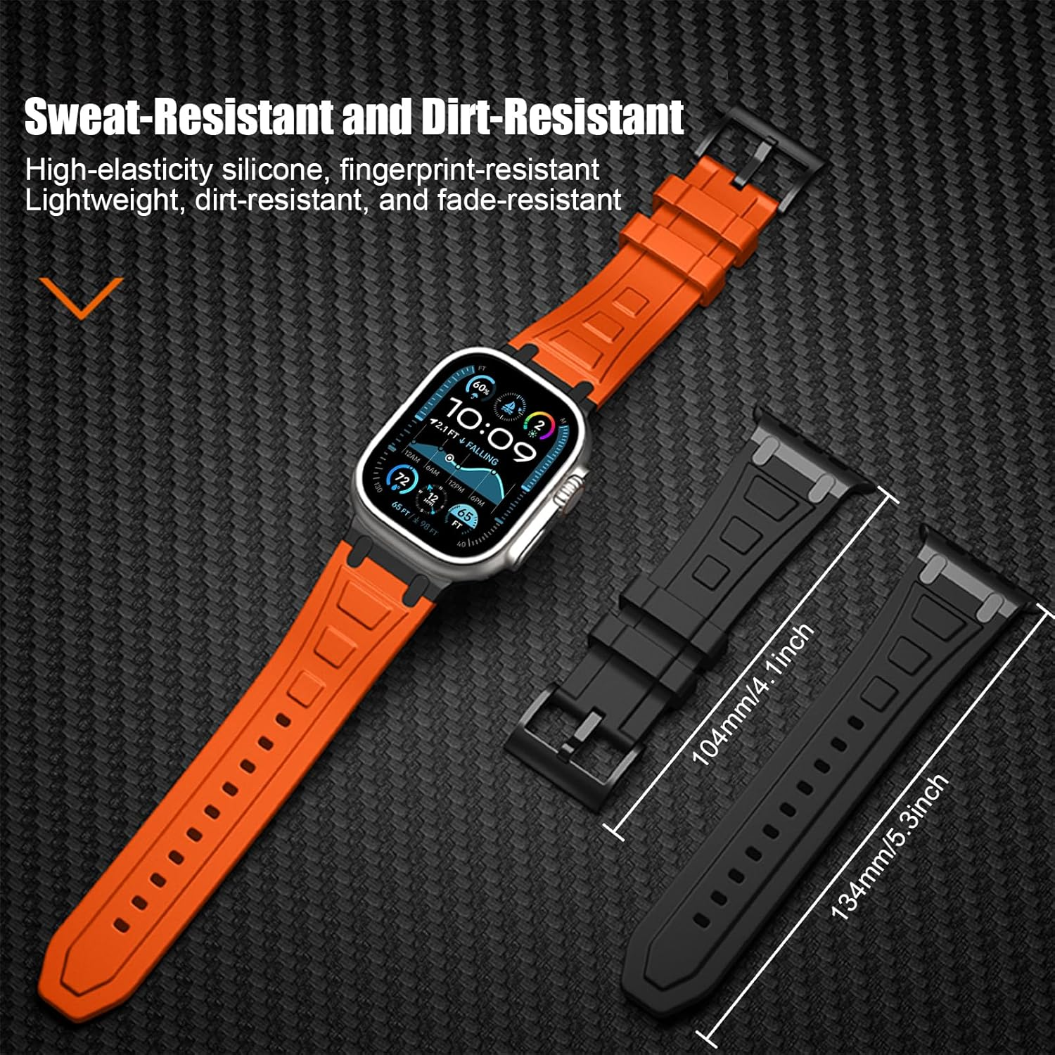 Stainless Steel Adapter Compatible with Apple Watch Series 11/10 Strap 46 Mm, Ultra 3/2/1 49 Mm Silicone Straps Compatible with Iwatch Series 9/8/7/6/5/4/SE3 Band 45 Mm/44 Mm image number 5