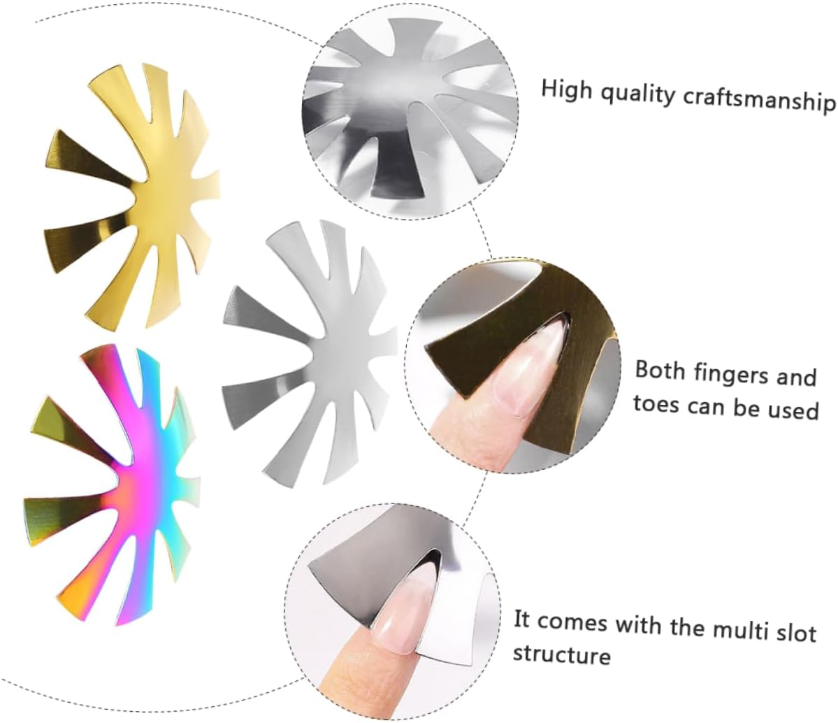 MERRYHAPY 3Pcs French Manicure Stencils Nail Art Tools for Manicure Nail Stencils image number 1