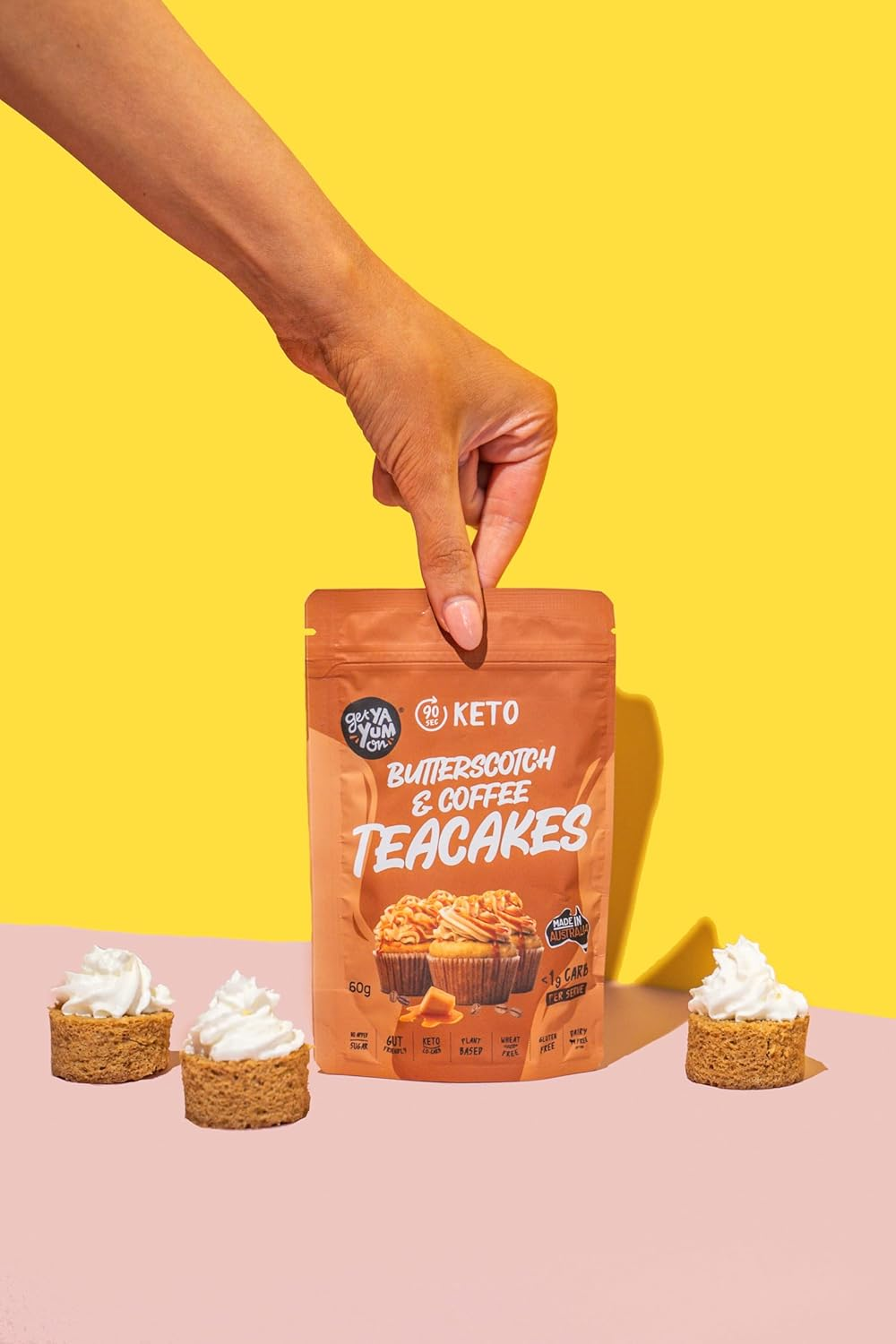 Get Ya Yum on 90 Second Butterscotch & Coffee Teacakes: NO SUGAR, LOW CARB, <1G CARB per TEACAKE, GLUTEN FREE, VEGAN FRIENDLY, PLANT BASED, KETO FRIENDLY image number 3