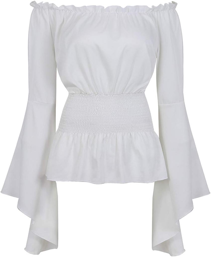 SYHTBYOH Womens Victorian Long Sleeve Boho Blouse Top plus Size Renaissance Gothic Ruffle Pirate Cosplay Costumes image number 1