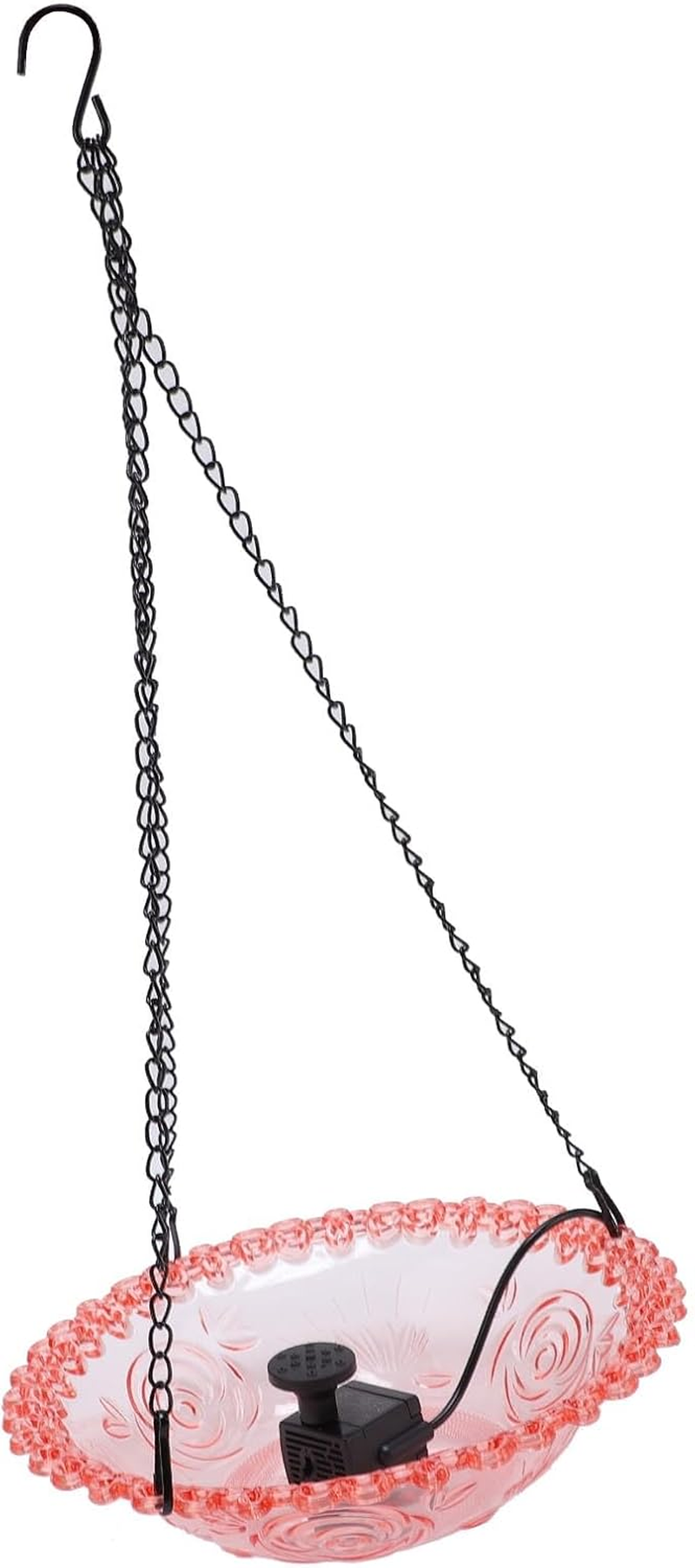 Dpofirs Bird Bath Fountain for Outside, Hanging Hummingbird Feeder Water Fountain USB Powered, Plastic Bird Bath Bowl for Garden Yard Patio Lawn (Roseate) image number 2