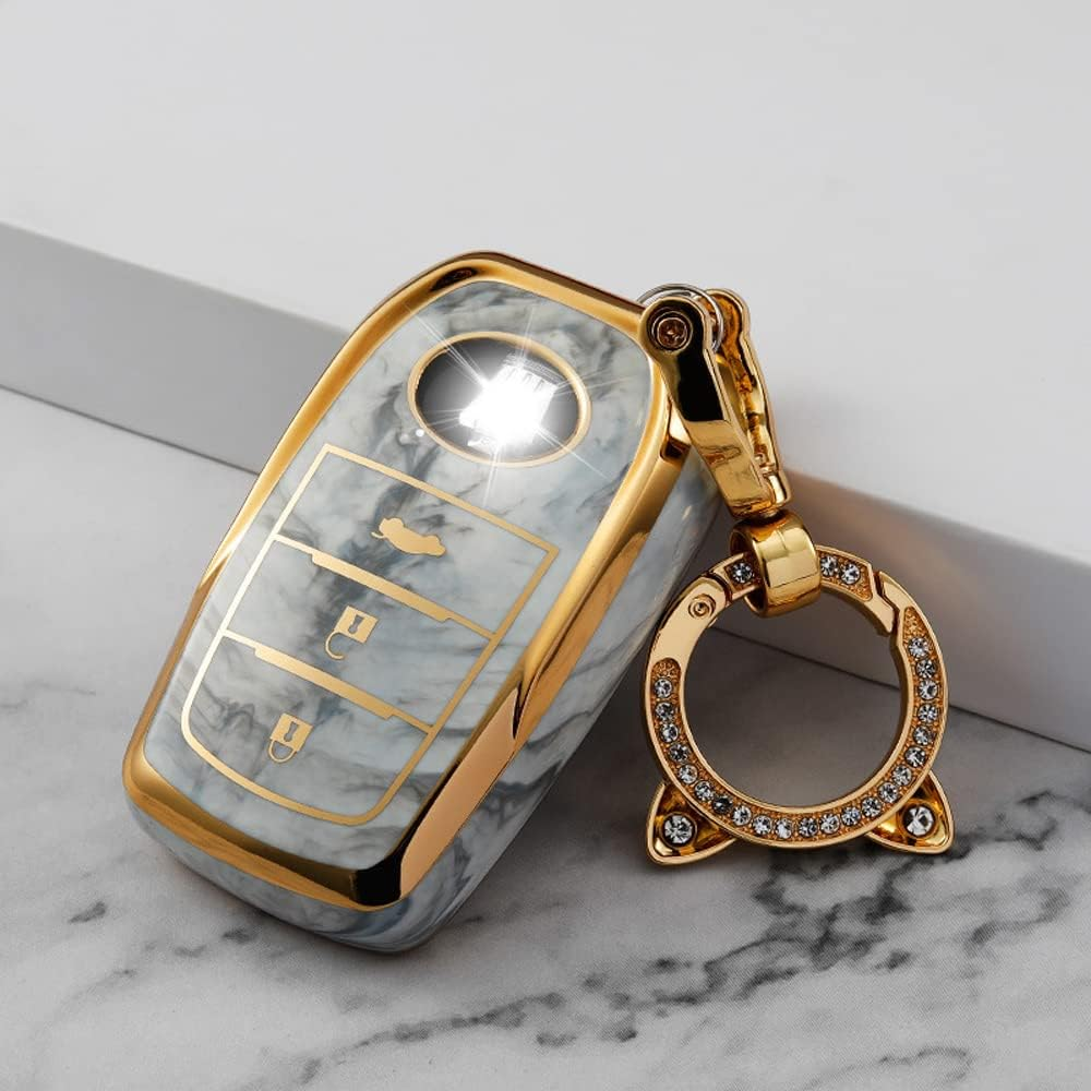 Ontto Tie-Dye TPU Car Key Fob Cover Fit for Toyota Hilux SW4 Innova Fortuner Crown Land Cruiser Key Case Keyring Keyless Entry Smart Key Holder Keychain Accessories 3 Buttons Pink