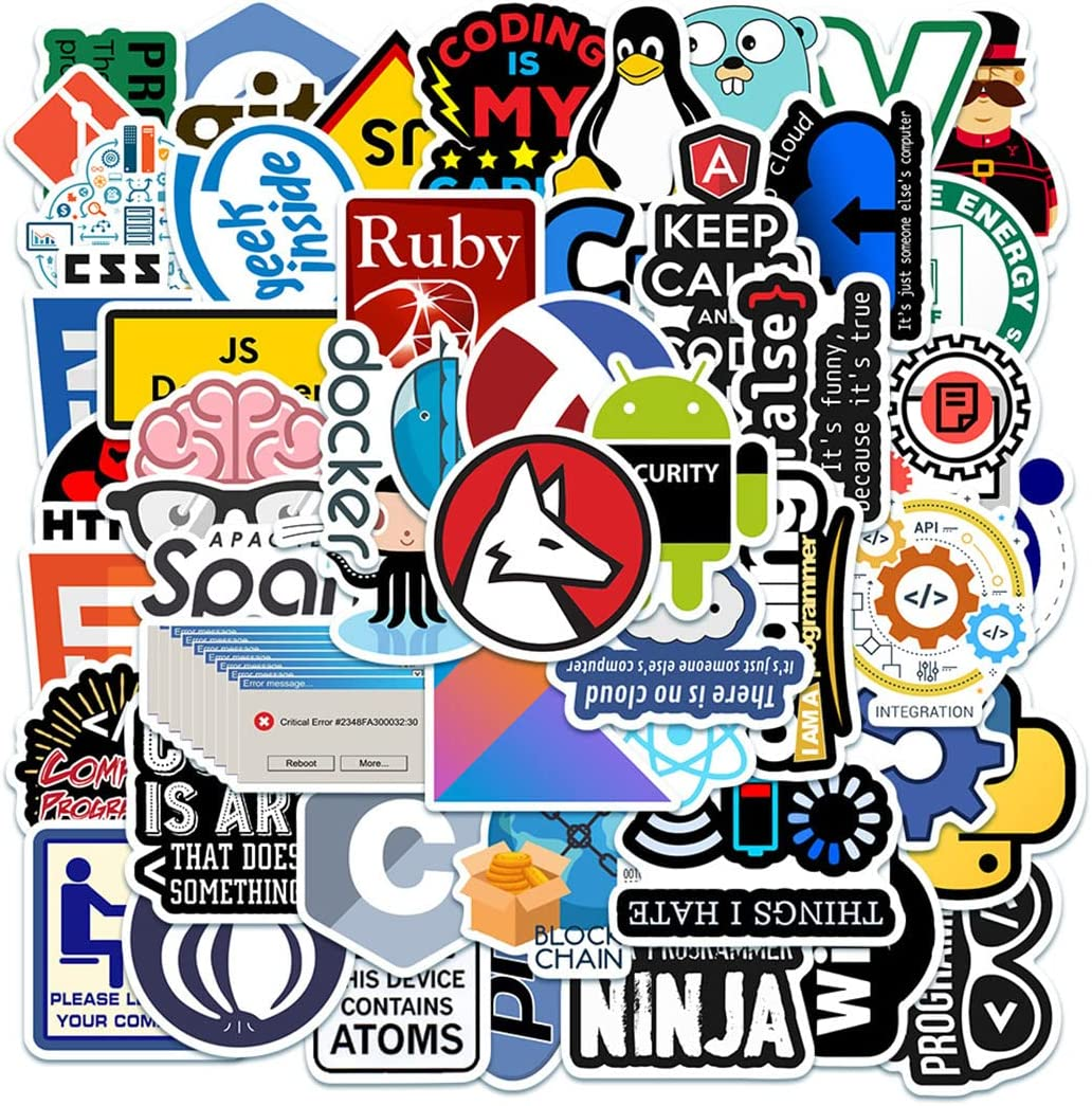 Programming Stickers, 50 Pcs Programmer Software Developer Vinyl Stickers for Laptop Phone Computer Water Bottles Suitcase for Engineers Developers