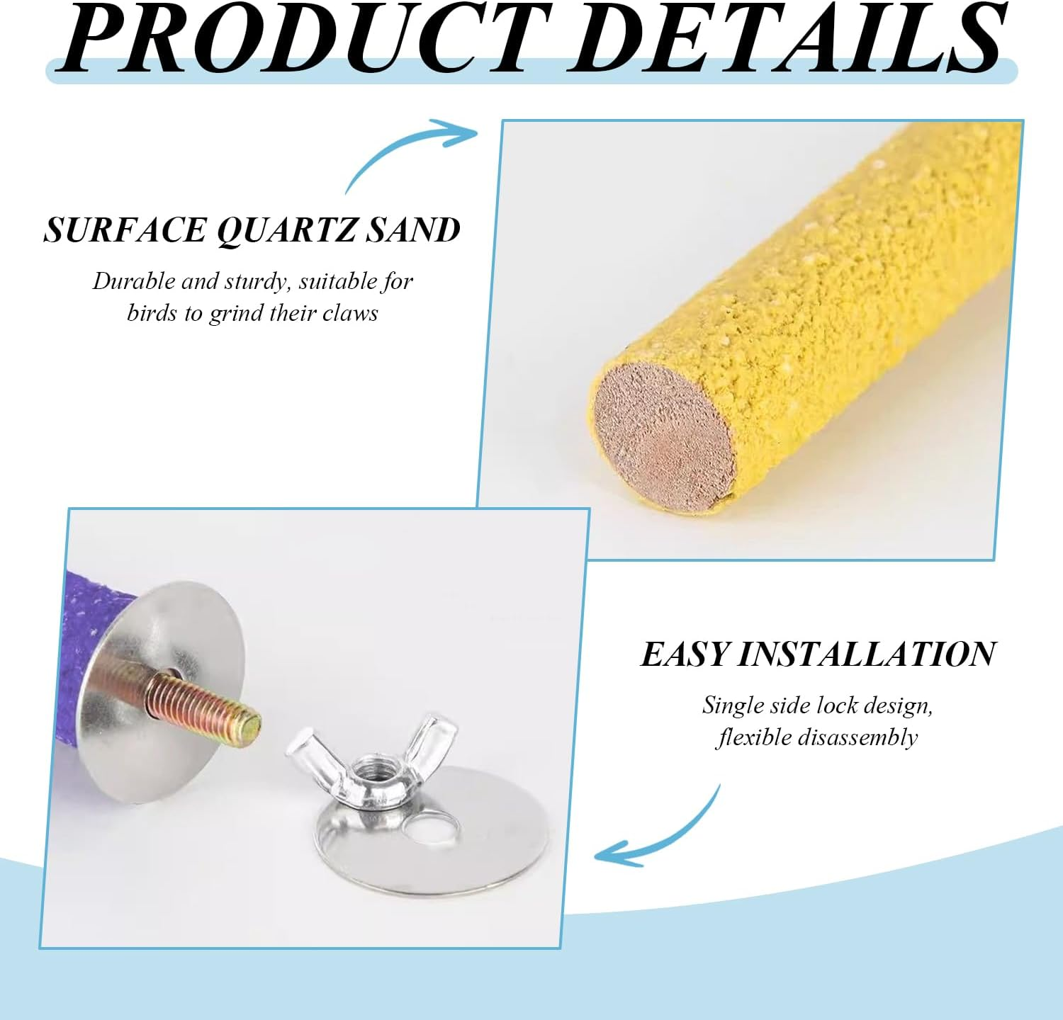 DUINIU Pack of 5 Parrot Claw Grinding Sticks, Bird Cage Claw Grinding Frame, Bird Claw Grinding Tools, Suitable for Budgies, Macaws and Green Parrots