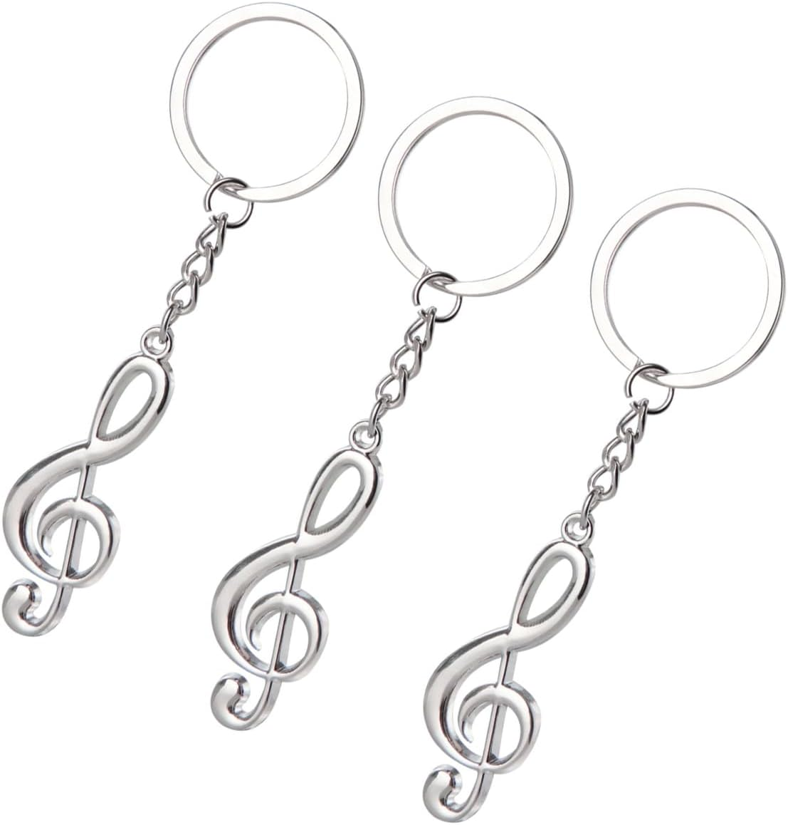 3-Pack Silver Music Note Charm Pendant Keychain Key Ring for Music Lovers image number 4