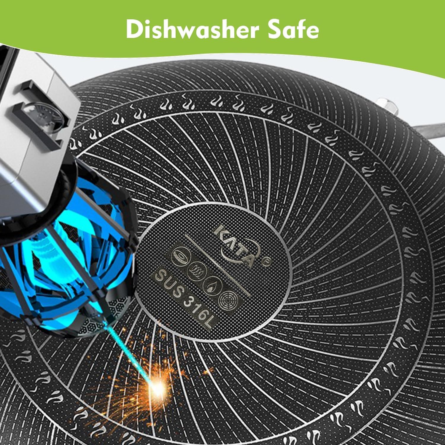 Non Stick Frying Pans, Hybrid 12 Inch/30Cm Frying Pans Nonstick with Lid, Stainless Steel Skillets Chef Cookware, PFOA Free, Works on Induction,Ceramic,Gas Cooktops and Ovens image number 2