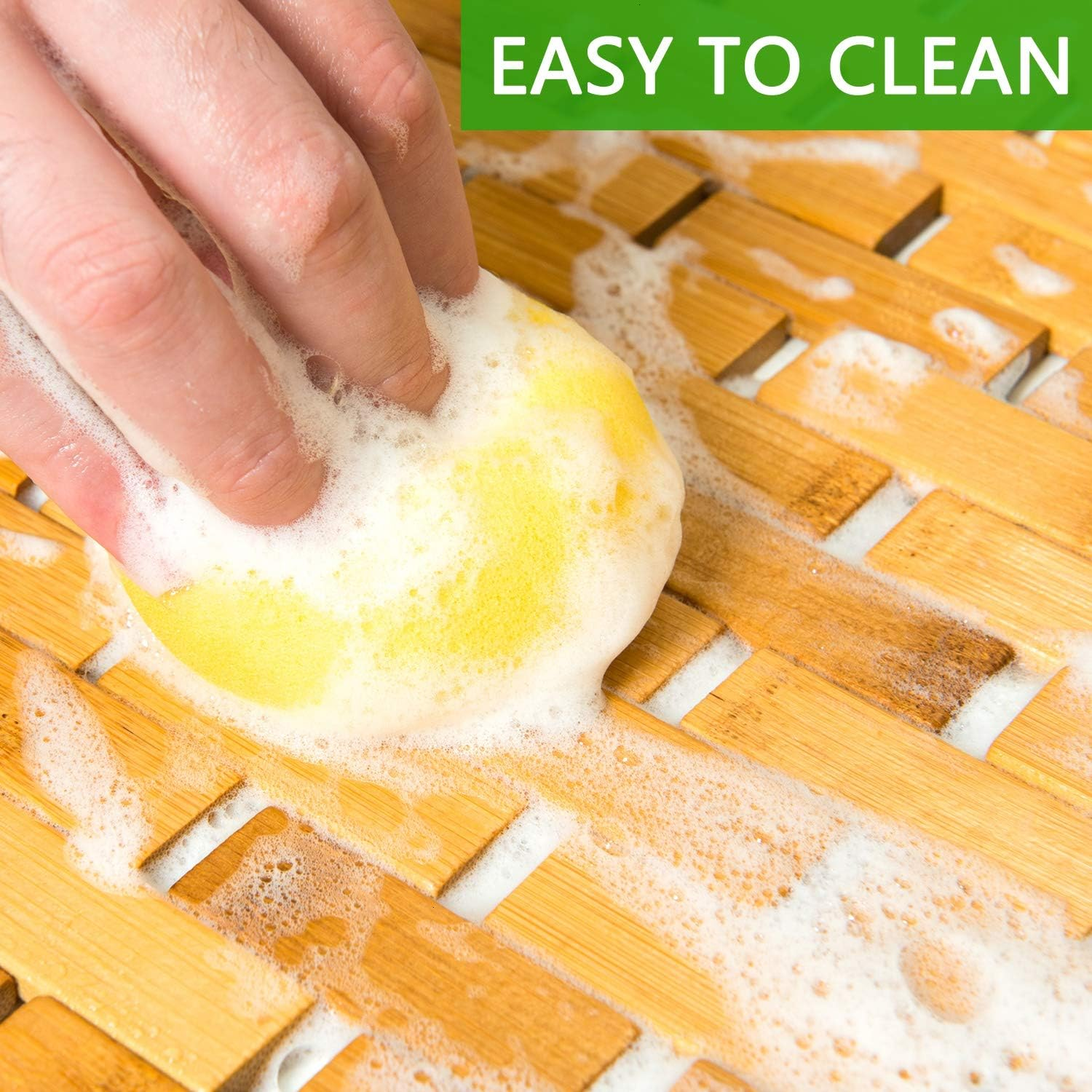 Gonioa Natural Bamboo Bath Mat, Wooden Door Mat Kitchen Floor Bath Rug, Bathroom Shower and Tub Mats, Wooden Bath Mat for Shower, Bath, Spa or Sauna (16 X 24 Inch)