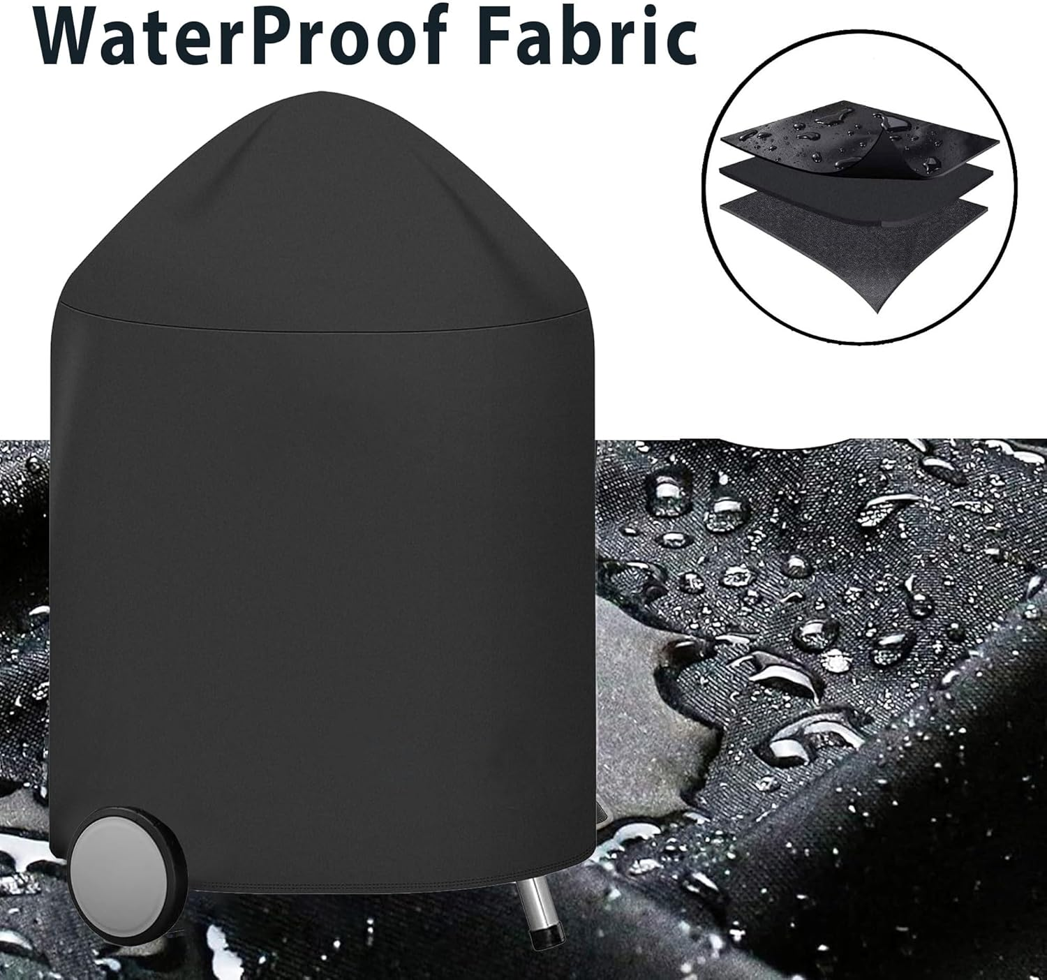 Kettle BBQ Cover for Weber 57CM Kettle Outdoor Waterproof BBQ Grill Cover for Weber Barbecue Cover for Weber 57 CM Master Touch Charcoal Grill Cover Kettle Grill - 63.5CM X 68.6CM X 88.9CM image number 2