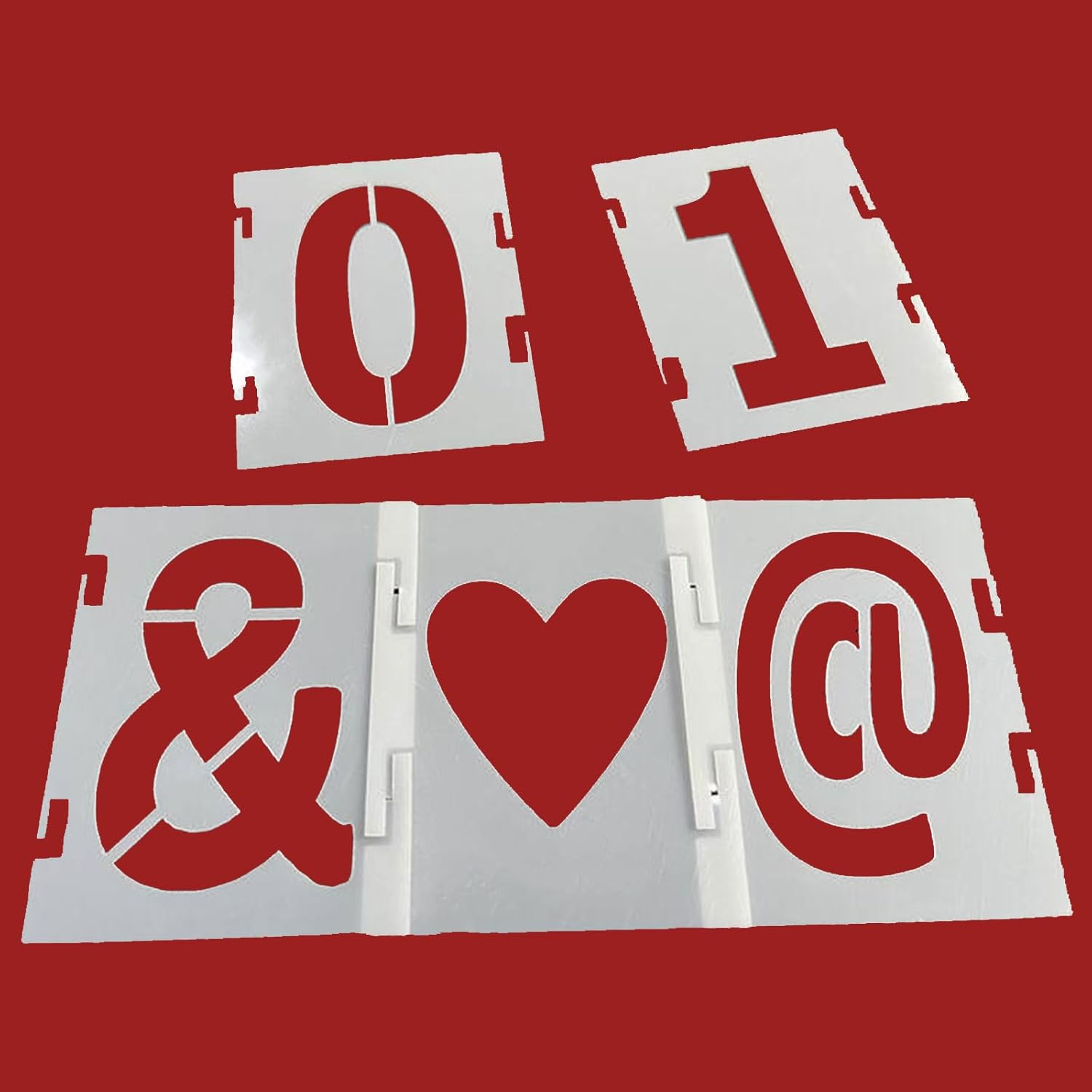 RUIFEN 42-Piece Reusable Alphabet & Number Molds Set - 4.24X5 Inch Plastic Letter Craft Templates for DIY Painting, Baking, Soap Making with Interlocking Symbols (A-Z, 0-9) image number 1