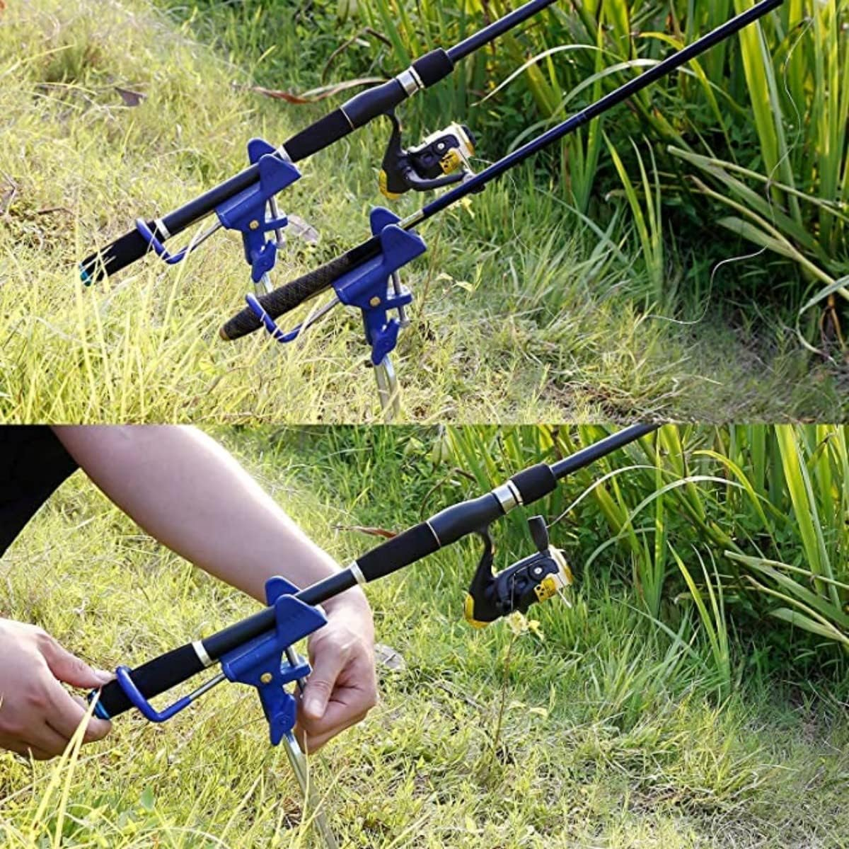 2Pcs Rod Holder Ground,Lake Bank Fishing Pole Stand,Fishing Rod Holder360 Degree Adjustable.