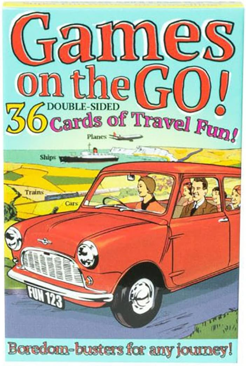 House of Marbles Games on the Go Travel Cards, with 36 Double-Sided Playing Cards of Travel Fun, Busting Boredom, for Kids and Adult Teens, for Traditional Family Fun Games image number 1