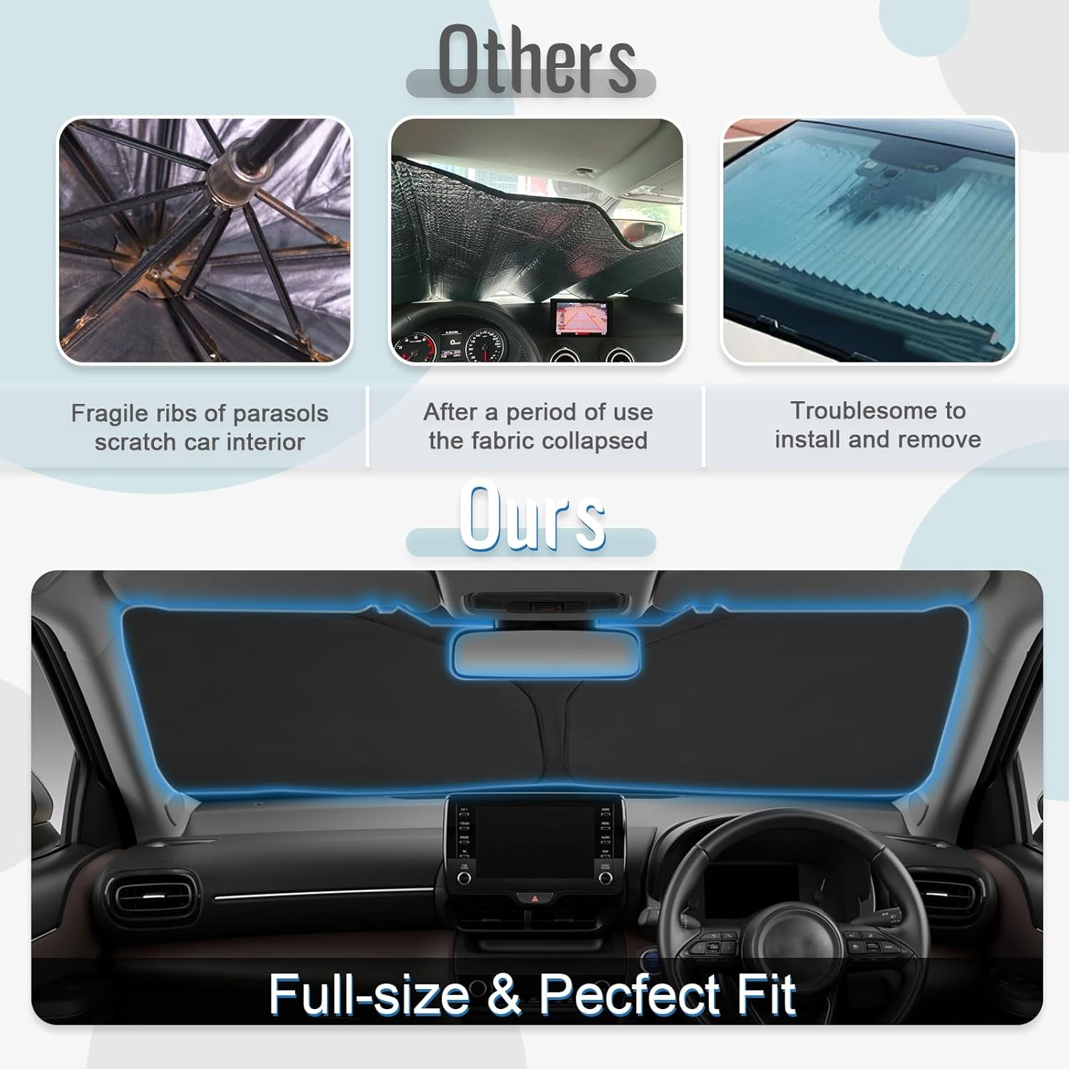 CDEFG Compatible with Nissan Qashqai J11 2014-2021 Sun Protection Covers Front Windscreen Parasol Front Baffle Windscreen Car Sun Visor Qashqai J11 Accessories - Juke F16 image number 4