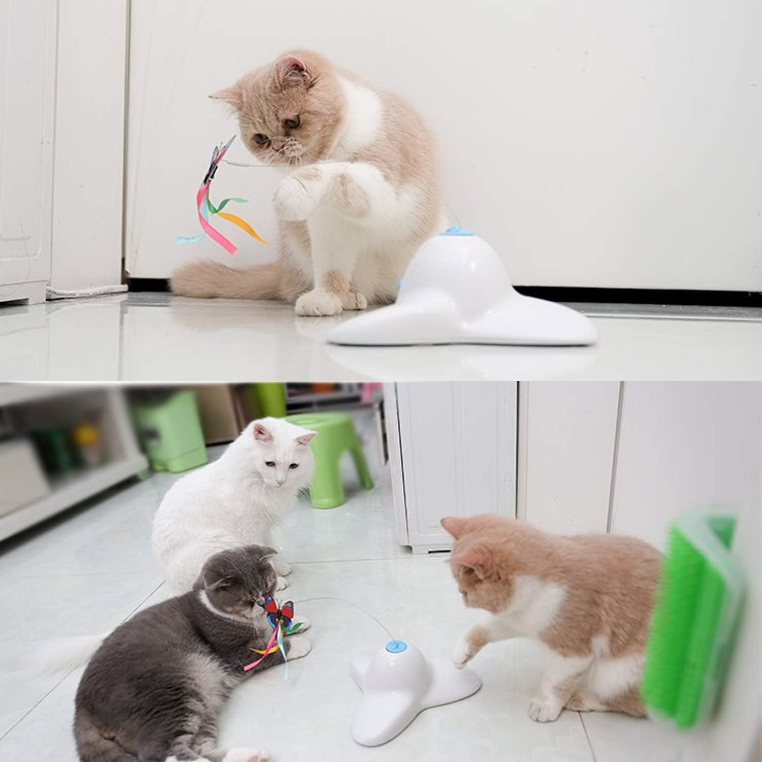 Vealind Indoor Interactive Play Teaser Cat Toy with 360&deg;Electric Rotating Butterfly (Yellow) image number 5