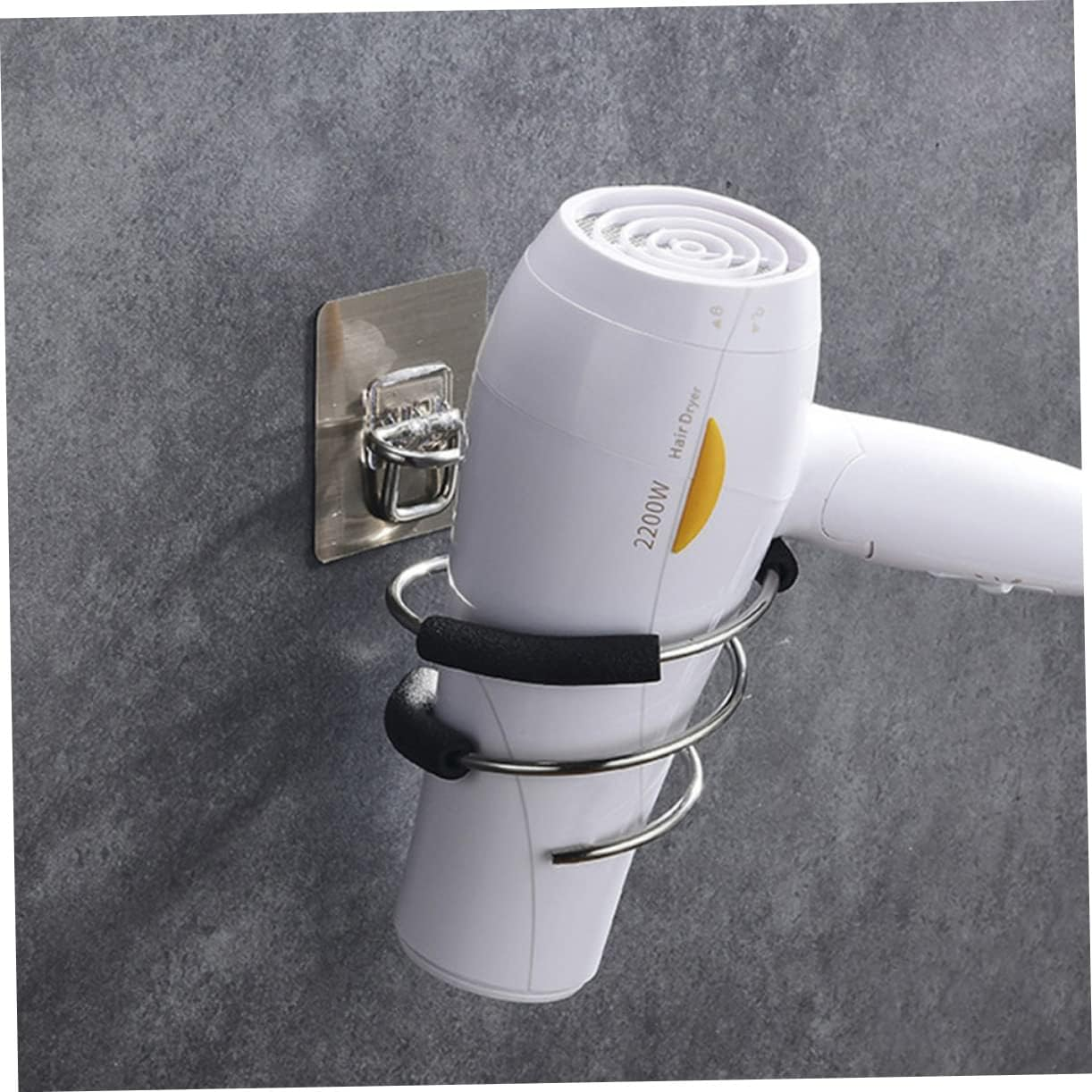 FRCOLOR 2Pcs Hair Dryer Holder Bathroom Shower Organizer Wall-Mounted Rack Space-Saving Tidy Home image number 4