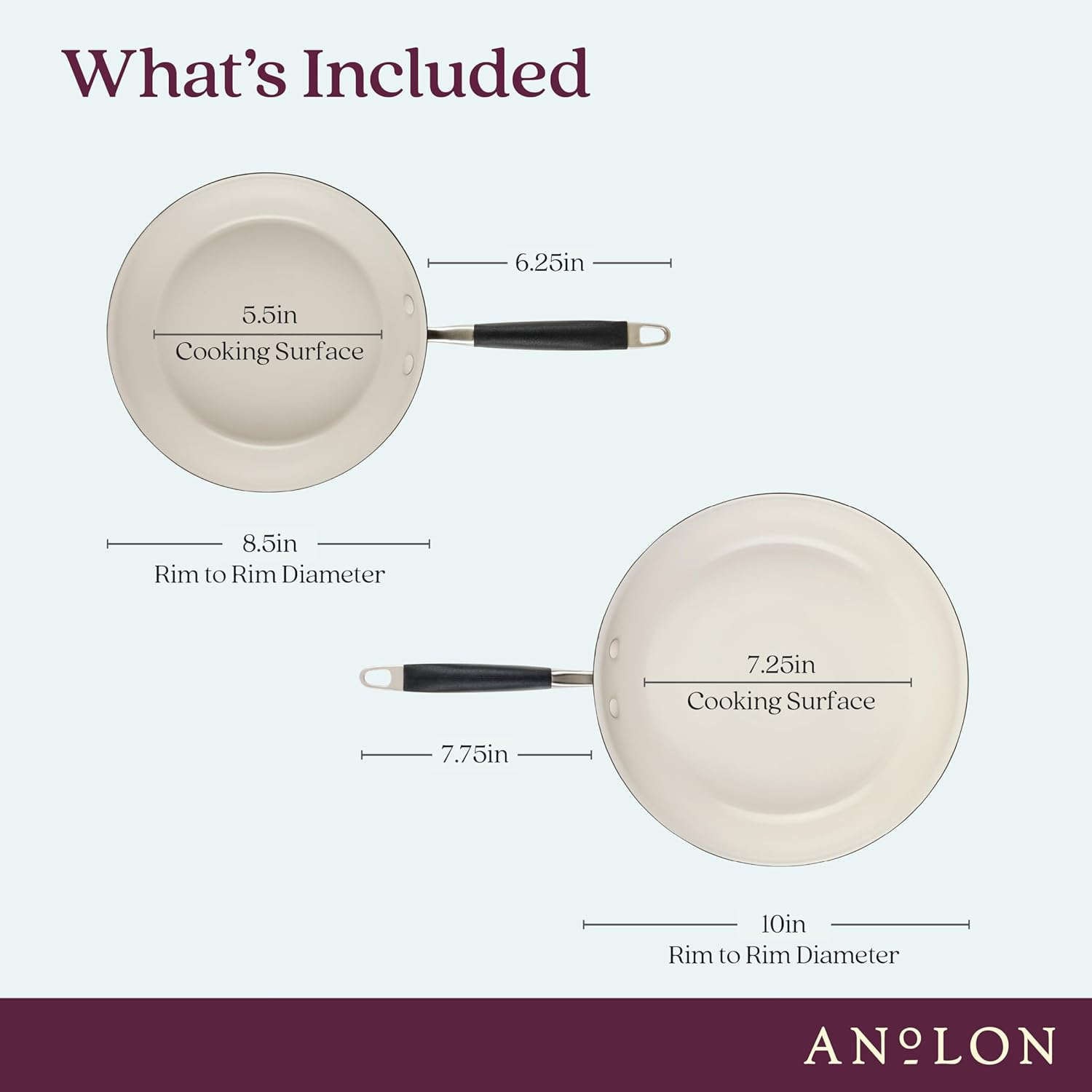 Anolon Advanced Ceramic Frypan Twin Pack 21.5Cm & 25.4Cm, Nonstick Hard Anodised Skillets, Induction Compatible, Oven & Dishwasher Safe, Ceramic Coating (Black) image number 6