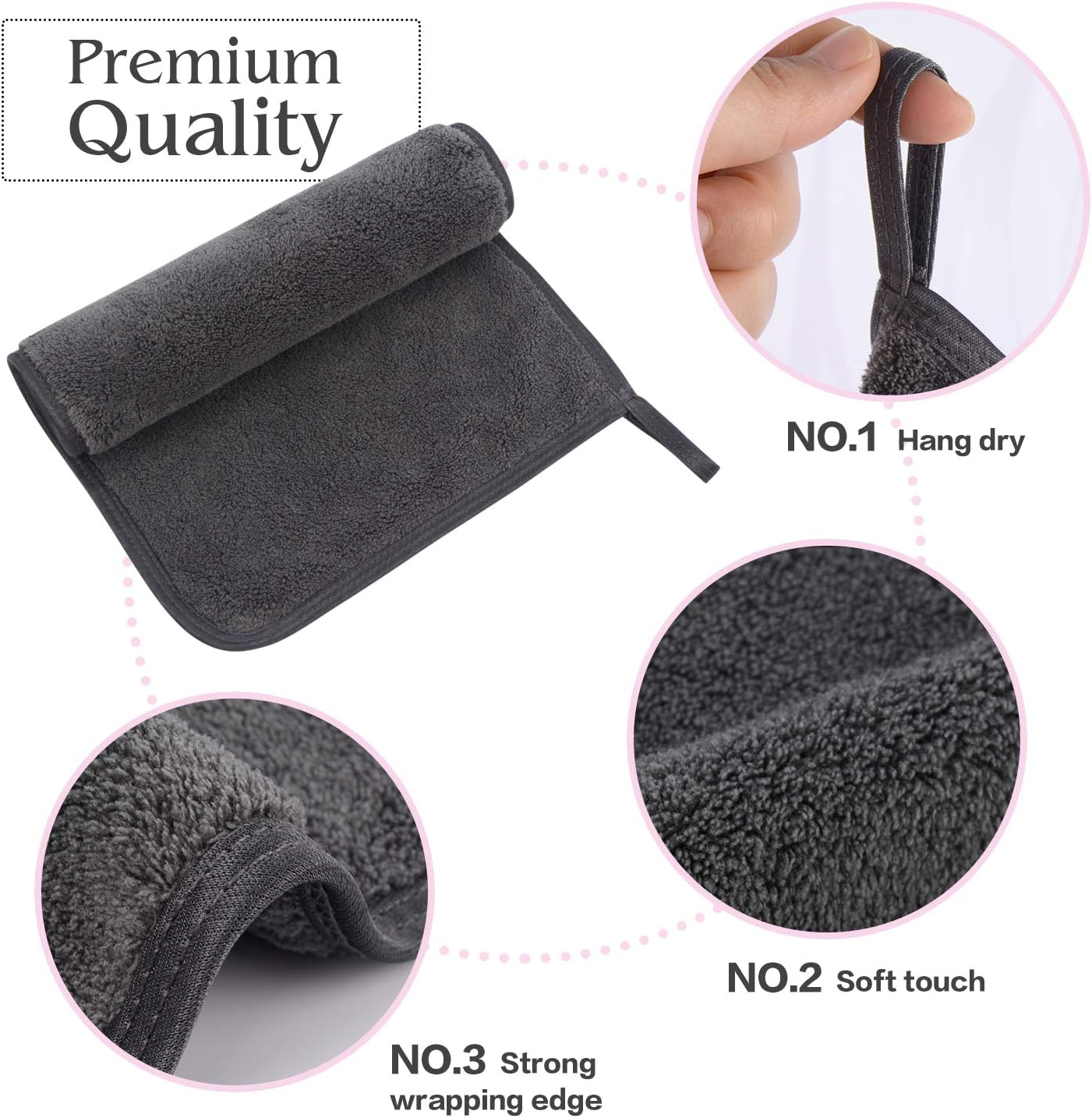 SUNLAND Microfiber Face Makeup Remover Cloth Reusable Facial Cleansing Towel Ultra Soft Face Washcloth image number 4