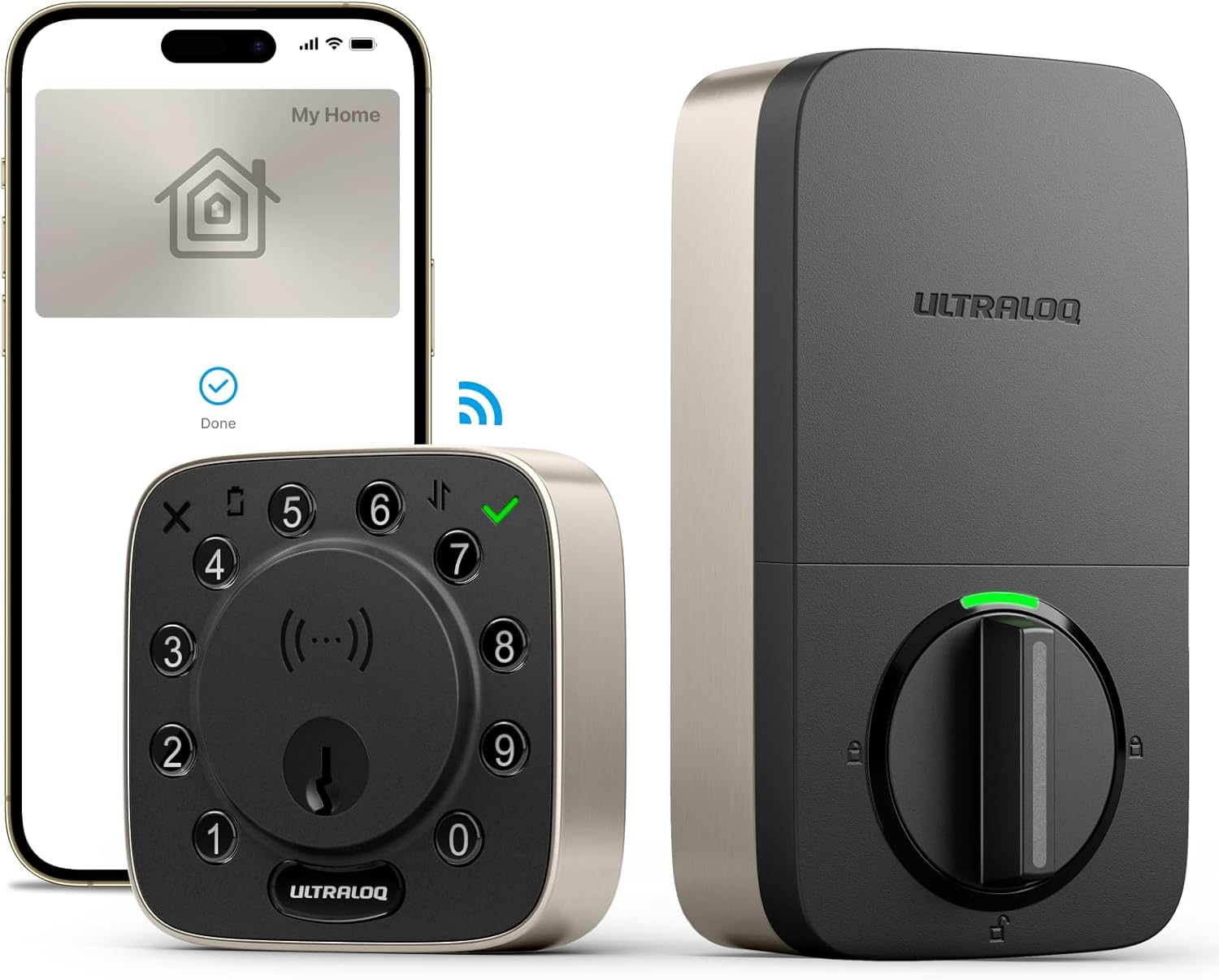 ULTRALOQ Bolt NFC Smart Lock with Apple Home Key, Wifi Keyless Entry Deadbolt Lock with Tap to Unlock, Keypad, App Remote Control, Works with Homekit, Siri, Alexa, Google, 10 Month Battery