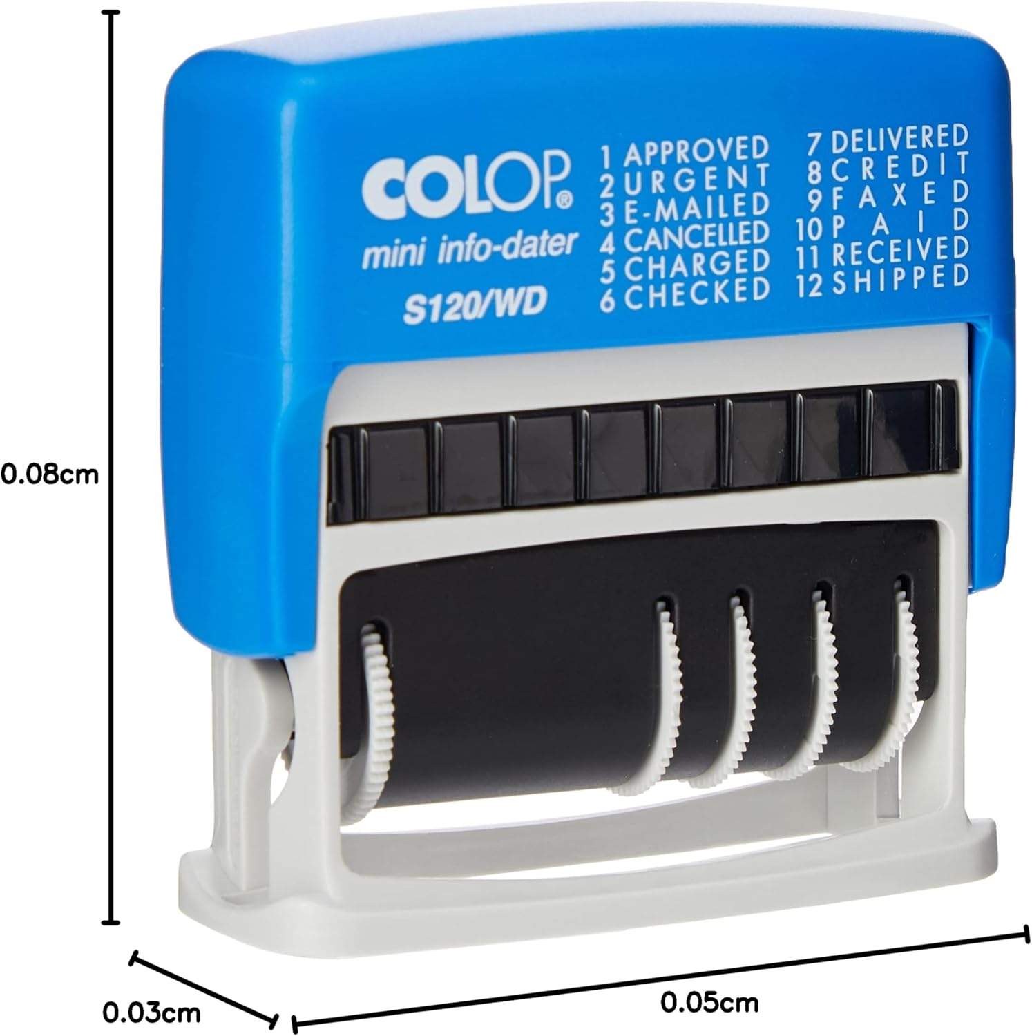 Colop S120/WD Dial-A-Phrase-Dater Stamp Self-Inking 12 Phrases Imprint 43X4Mm Red/Blue Ref 14531000 image number 2