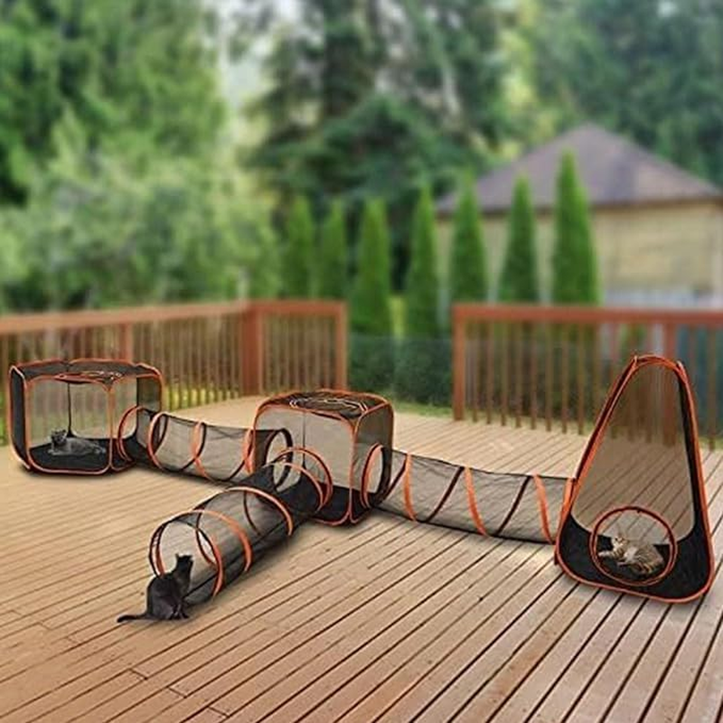 Cat Tent, Tunnel, Outdoor Cat Enclosure for Indoor Cats ，Cube Combo, Play Tents for Cats and Small Animals, for Cats, Kittens, Small Dogs and Small Animals&hellip; (Orange) image number 5