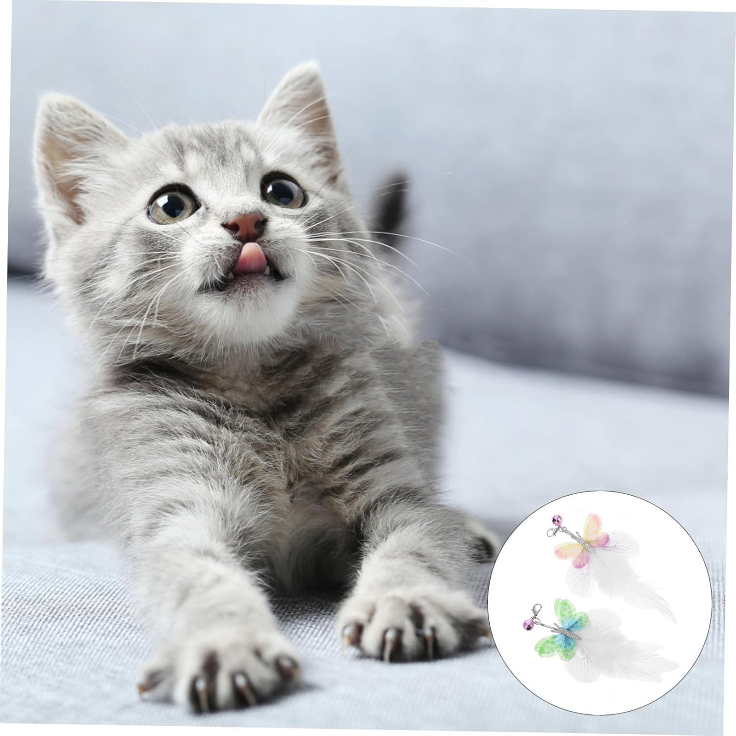 Leanockesa 2PCS Interactive Cat Wand Refills, Butterfly and Feather Replacement Toys for Cat Teaser, Engaging Play for Cats, Safe Durable Kitten Toys, Fun Feather and Butterfly Toys ﻿﻿ image number 6