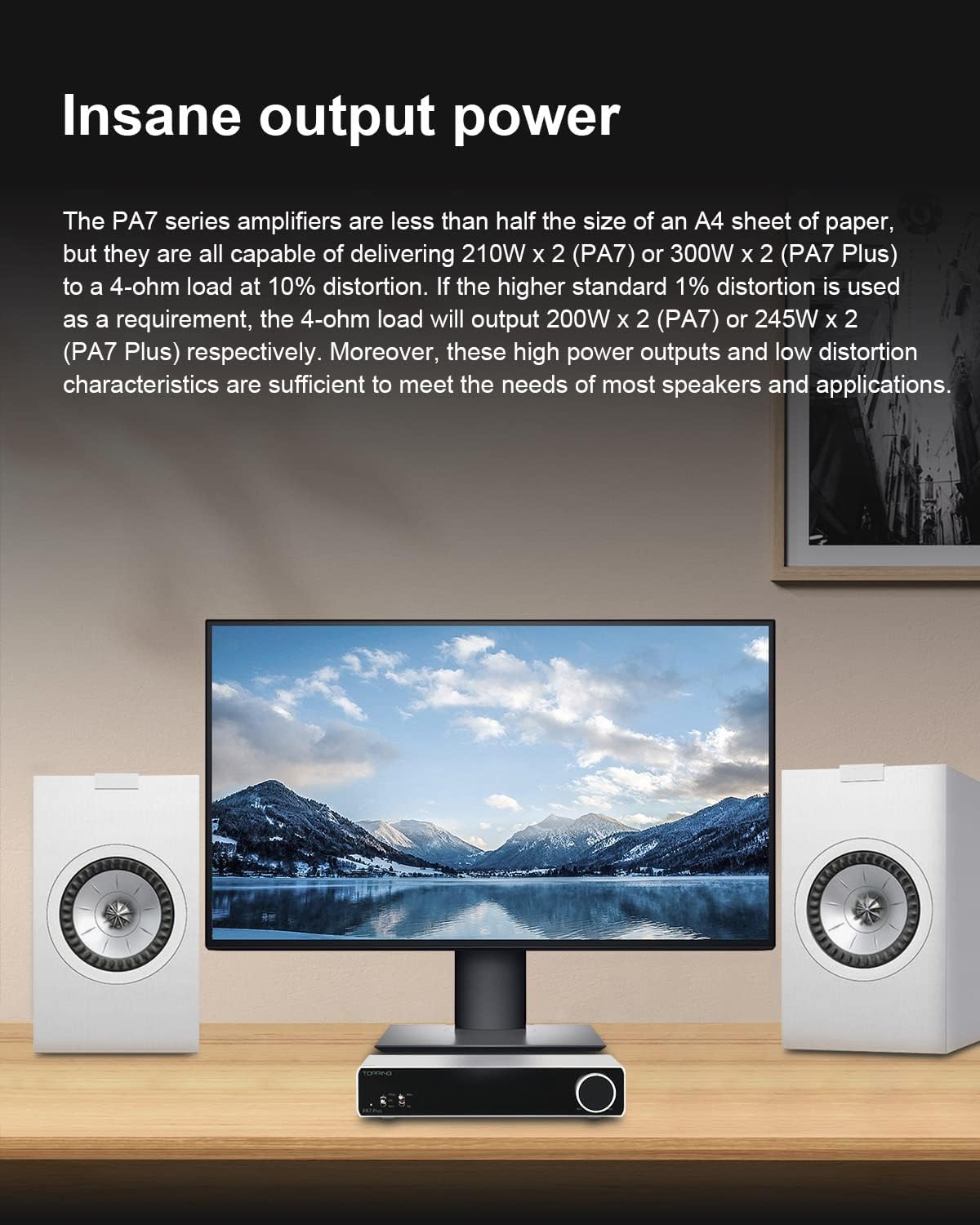 Topping PA7 Series PA7 plus XLR TRS RCA Input Fully Balanced High Performance Power Amplifiers (PA7 Silver) image number 2