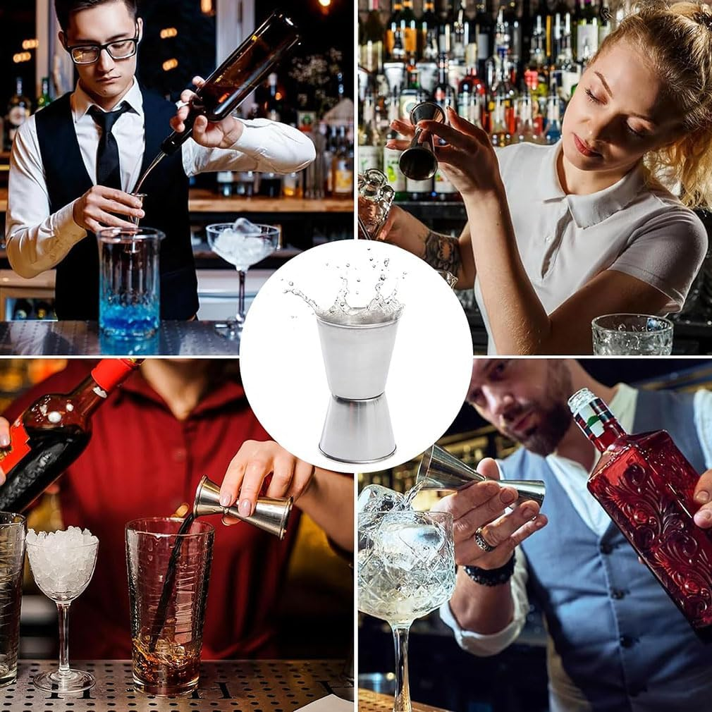 304 Stainless Steel Cocktail Double Jigger, 3 Pack Japanese Style Bar Measuring Jigger Cocktail Alcohol Measuring Tools for Bartender Bartending, 15/30Ml 30Ml/50Ml 30Ml/60Mlz, Silver image number 6