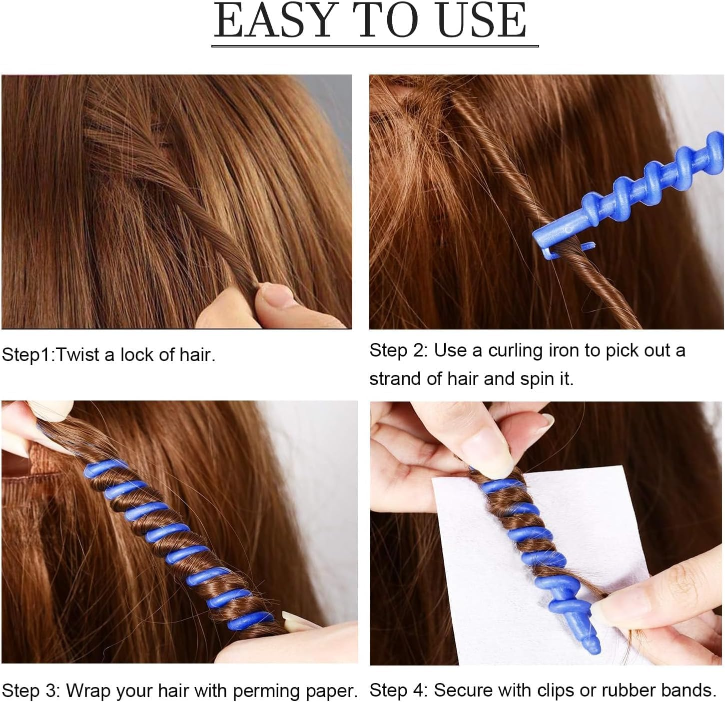 20 Pcs Hair Curling Rods, Plastic Spiral Heatless Salon Hair Rollers for Women image number 4