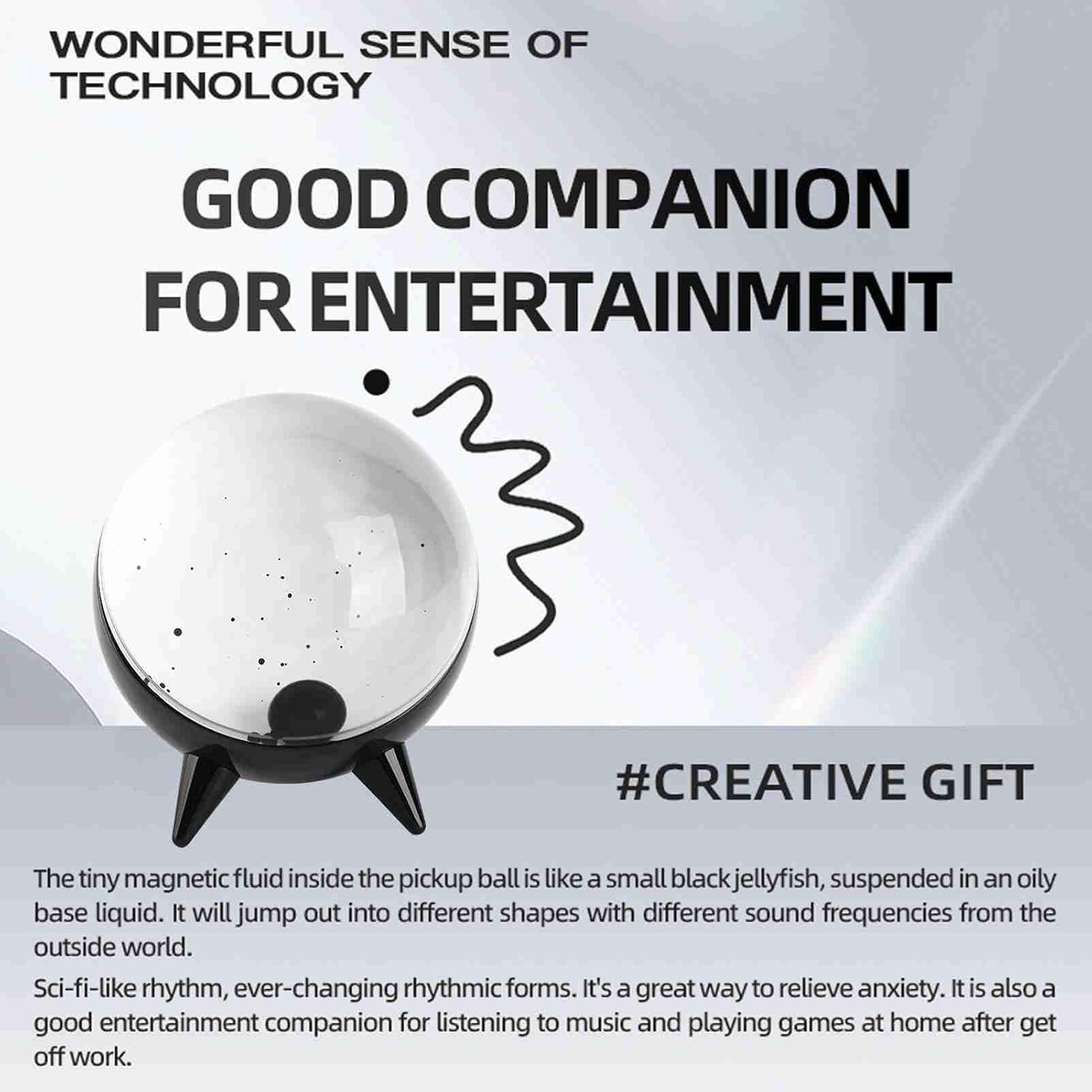 Ferrofluid Sound Visualizer, Dancing Ferrofluid with Music Rhythm, Magnetic Fluid Sound Partner, Symbiont in a Bottle, Ferrofluid Visual Music Mate Desktop Decor Gifts image number 6