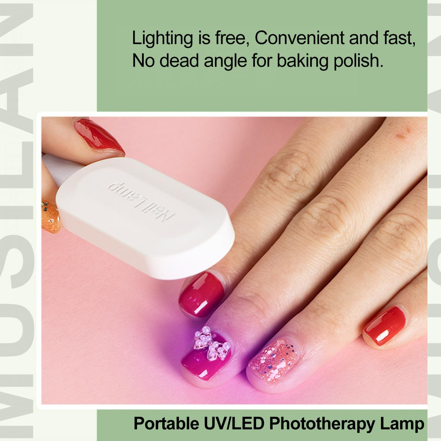 MUSILAN Mini Nail Lamp for Gel Nails 6W Portable USB Gel Nail Dryer UV/LED Nail Light for Curing All Gel Polishes, Polygel, UV Nail Glue Gel Quick-Drying UV Nail Lamp for Single Finger