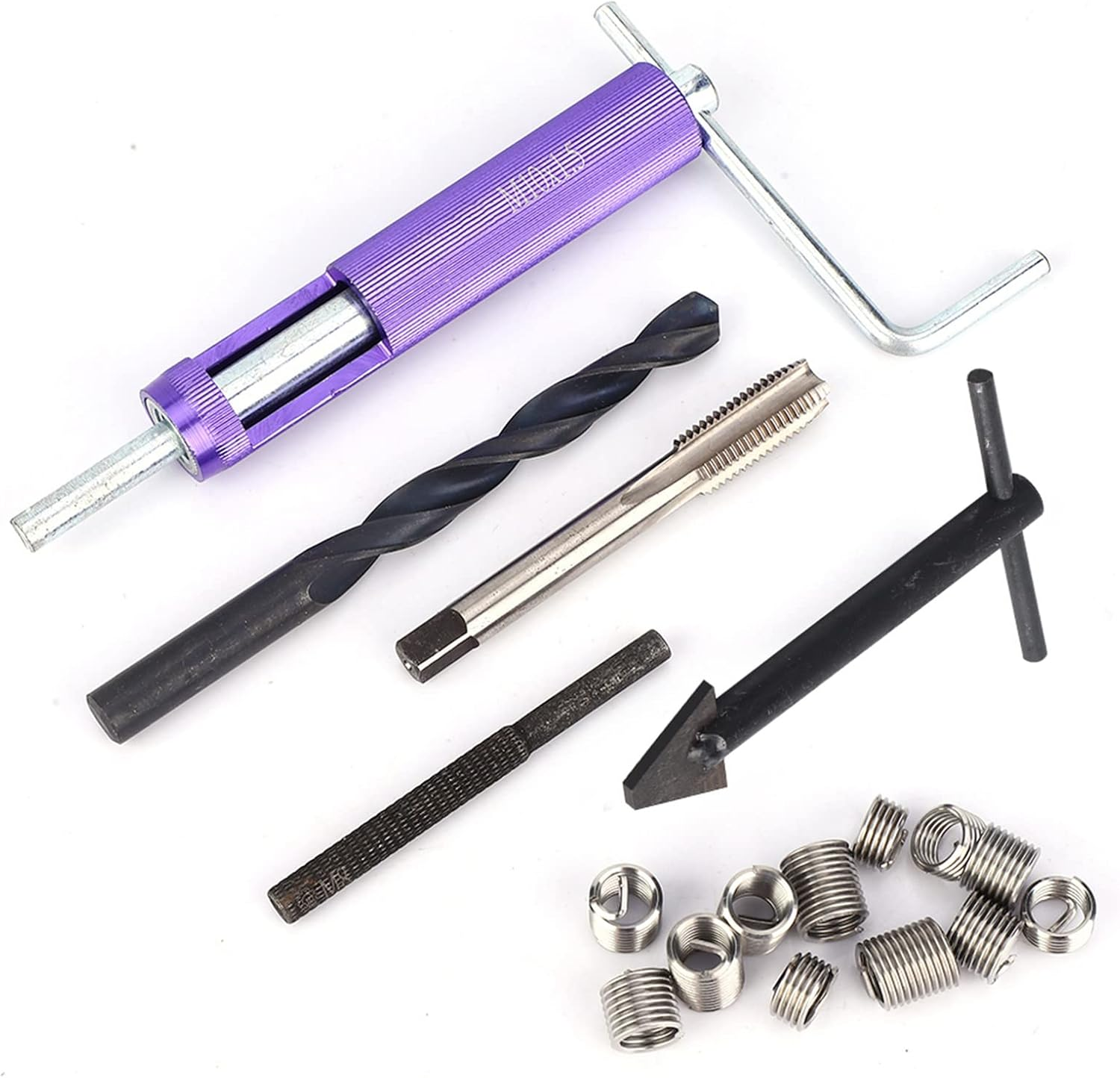 Thread Repair Insert Tool M10 X 1.25 Thread Repair Insert Kit 12PCS Screw Sleeve for Repairing Damaged Threads in High Voltage Switchgear Auto Parts (M10) image number 6