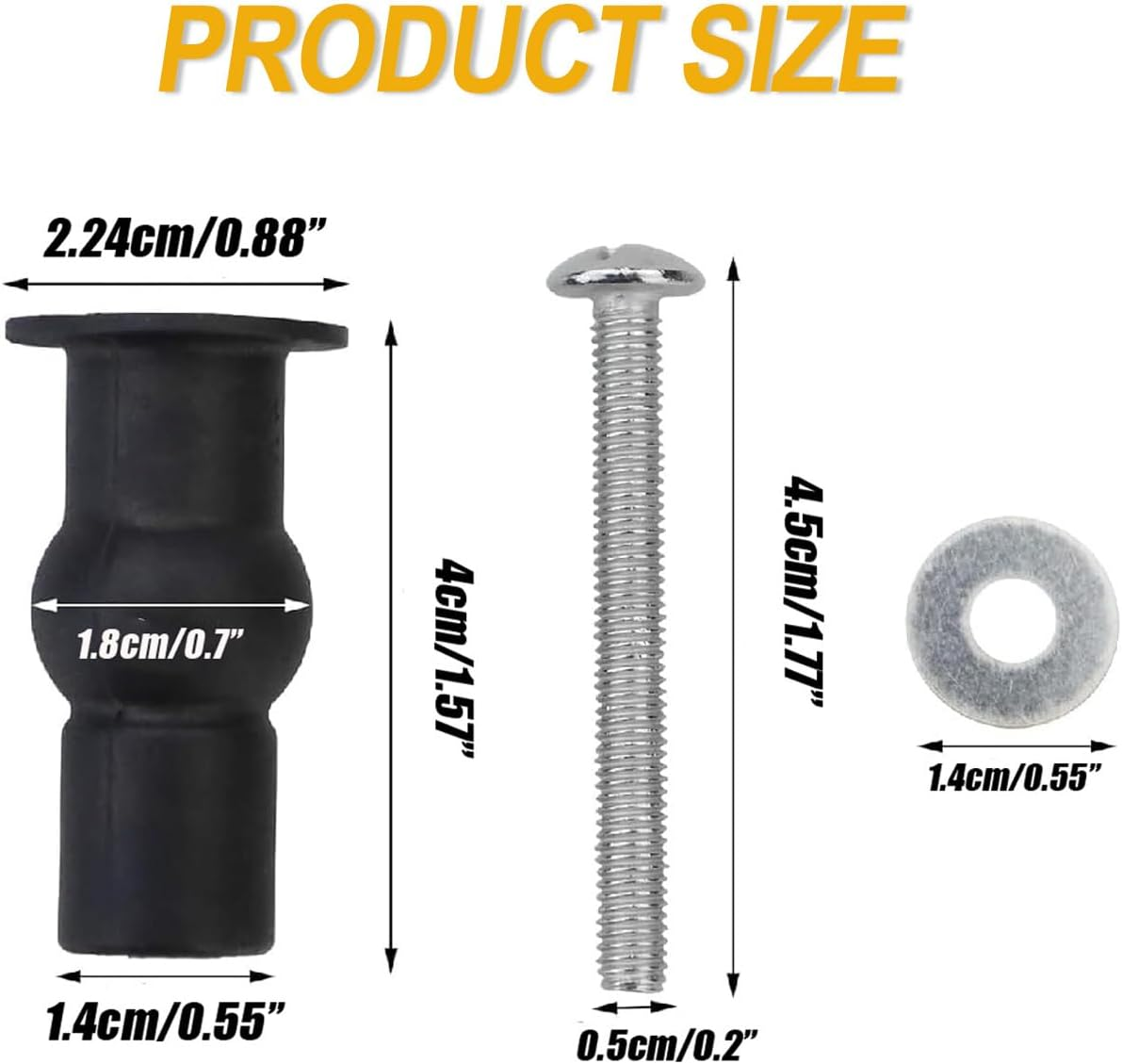 Wzenclave 4Pcs Toilet Seat Screws, Stainless Steel & Rubber, Hex Screws, Fix WC Hinges, Repair/Replace Toilet Seat Hinges image number 6