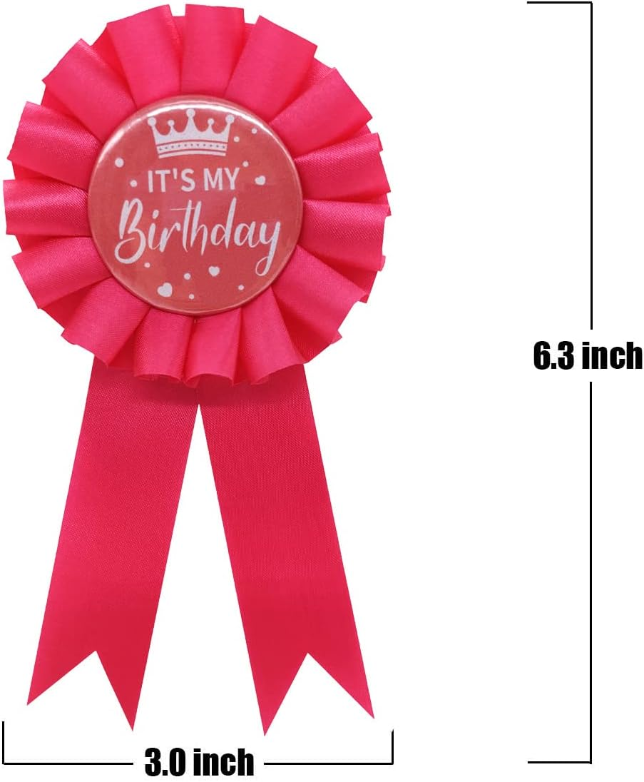 It'S My Birthday Ribbon,Satin Fabric Birthday Women or Men Tinplate Badge Pin,Happy Birthday Queen King Party Button Pins,Girls and Boy Brooches(Black) image number 4