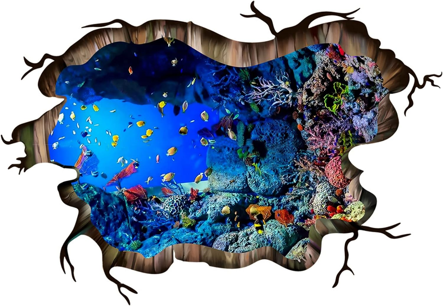 Pinenjoy 3D Underwater World Wall Decal Vivid Ocean Sea Life Wall Stickers Removable Self-Adhesive Vinyl Wall Art Decals for Home Floor Ceiling Bedroom Nursery Living Room Playroom Decor image number 5