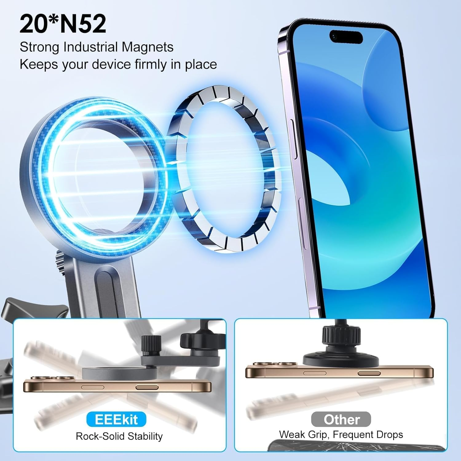 Eeekit Magnetic CD Slot Phone Mount, 20 Strong Magnets CD Player Car Phone Holder for Magsafe Cases and All Smartphones image number 2