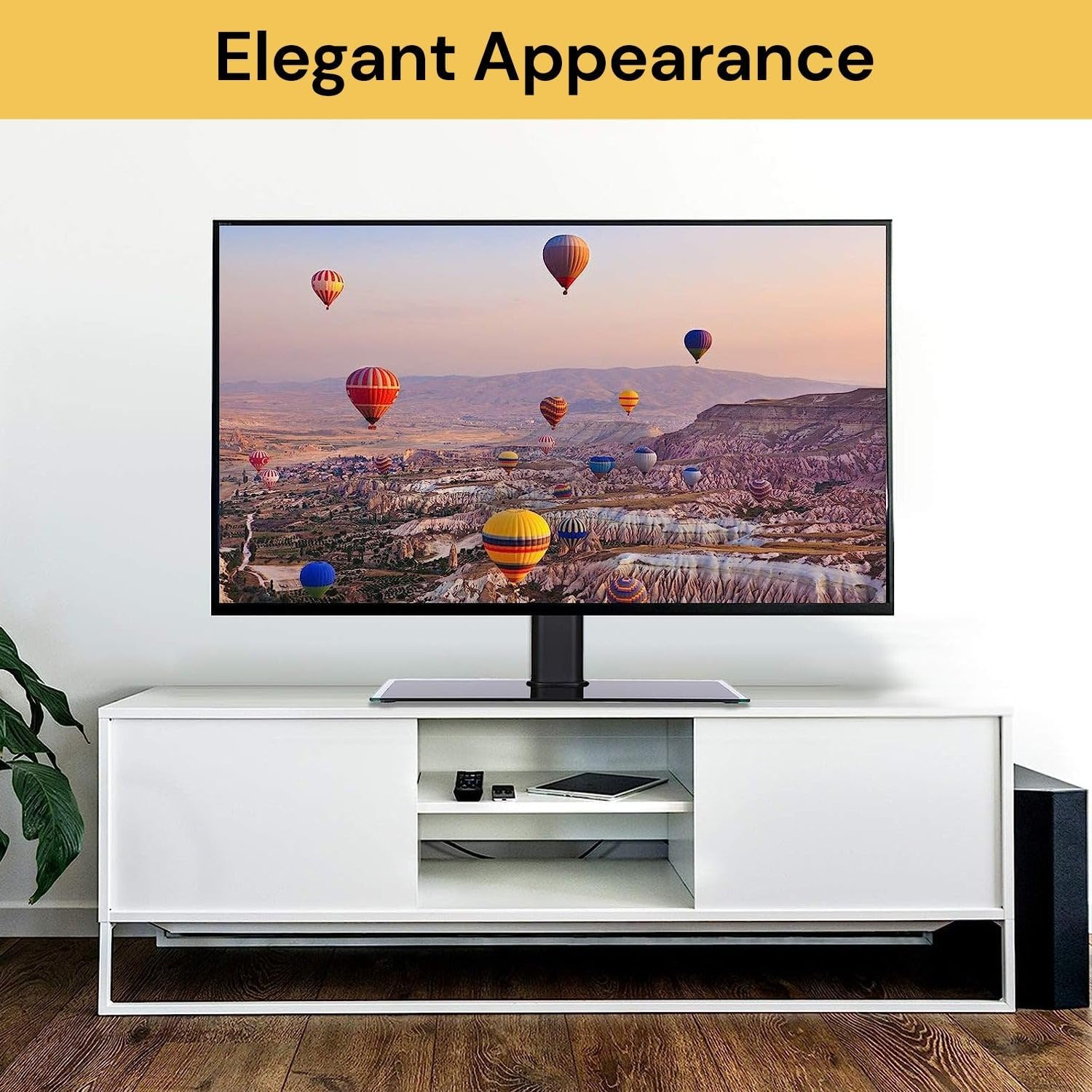 EZONEDEAL Universal TV Stand Table Top TV Stand for 37-55" LCD LED Tvs Adjustable Tv Mount Base Stand with Tempered Glass Base - Tv Bracket (37-55") image number 4